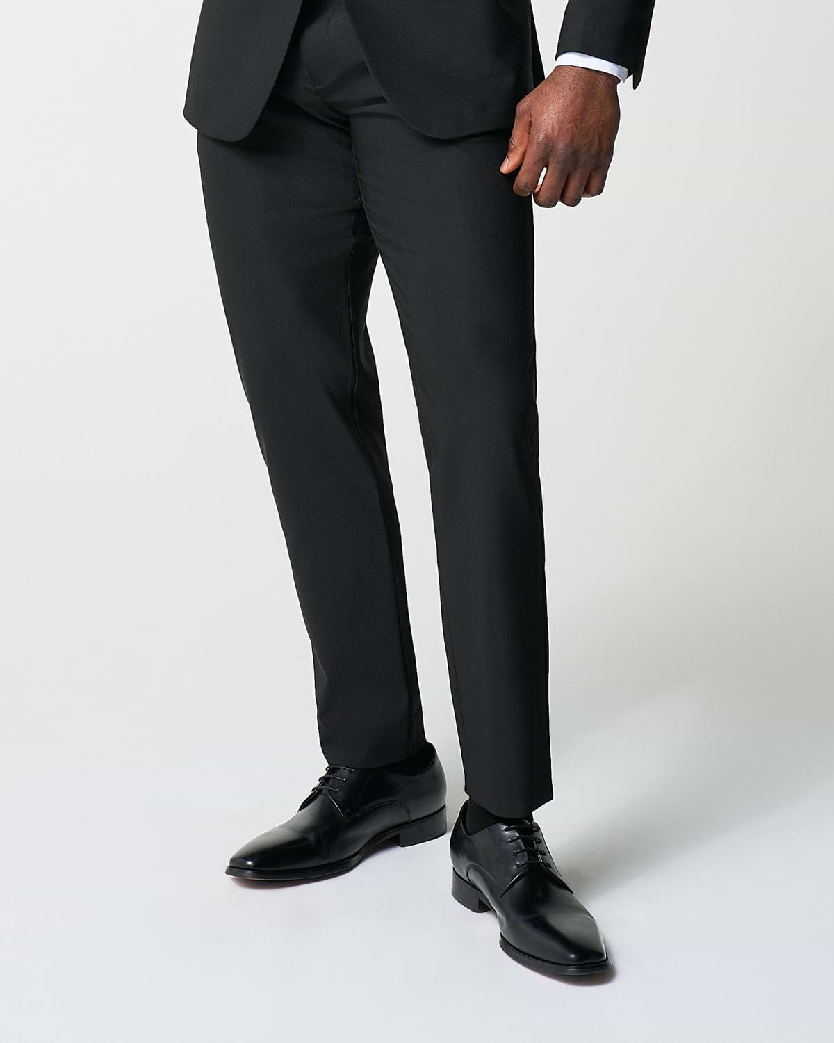 Athletic Fit Stretch Suit Pants - Heathered Black