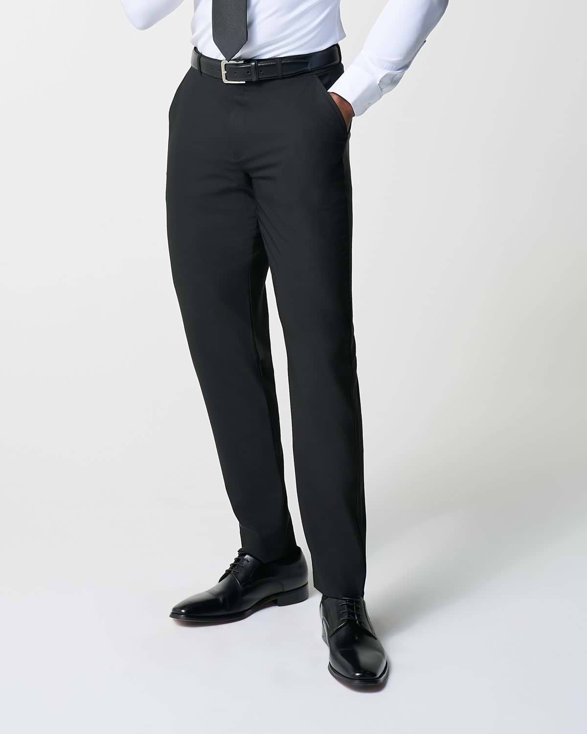 Athletic Fit Stretch Suit Pants - Heathered Black