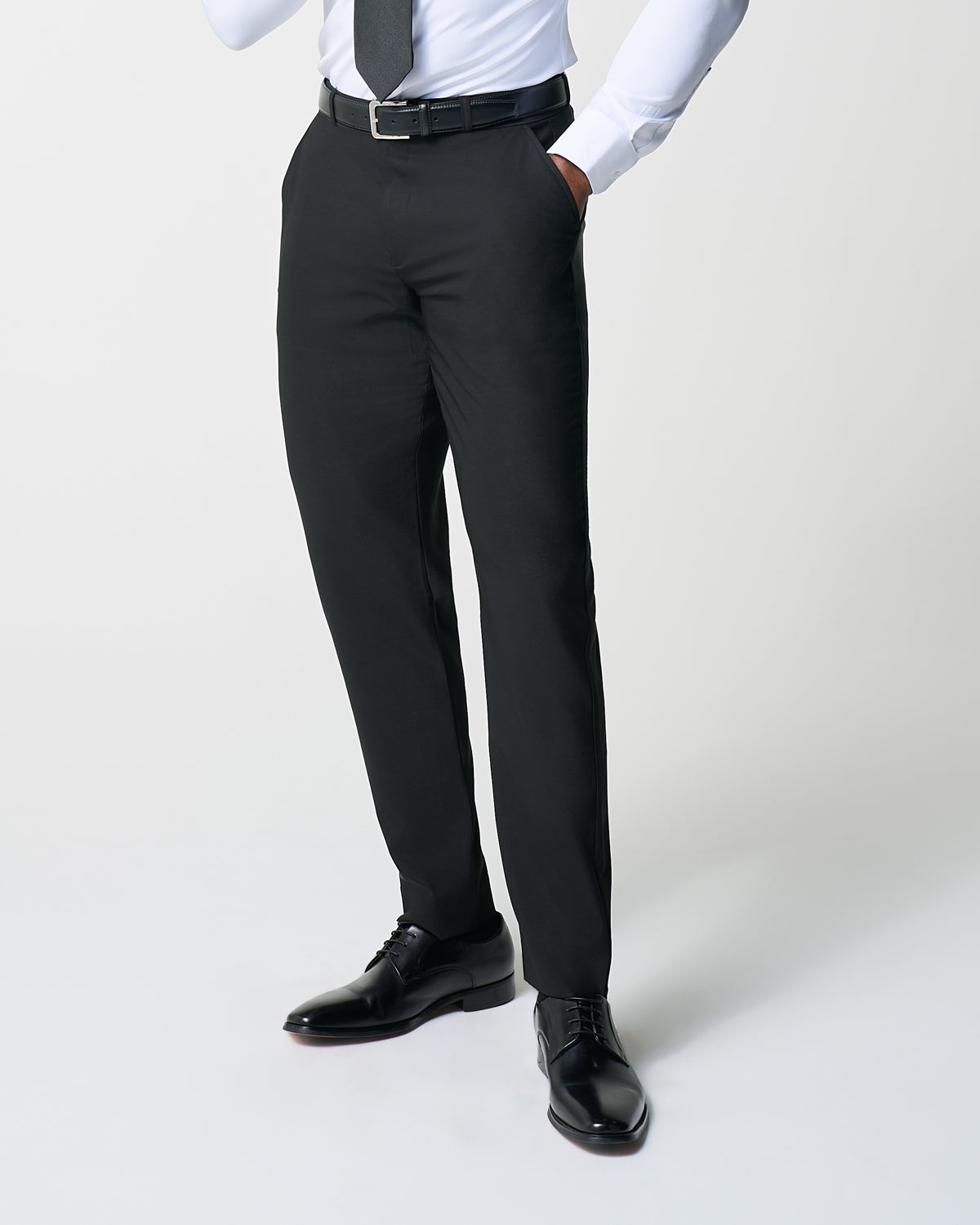 Athletic Fit Stretch Suit Pants - Heathered Black