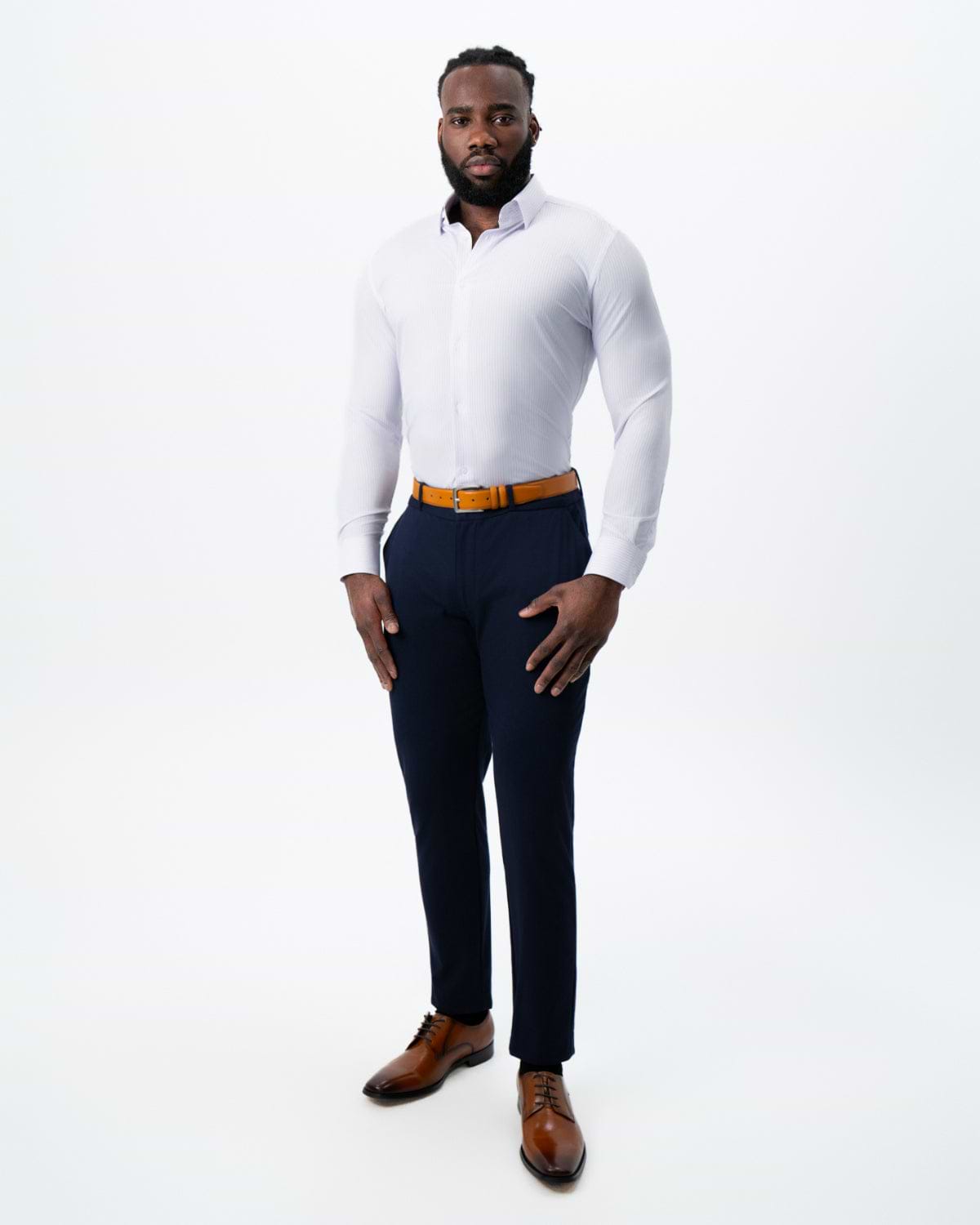 "The Fairmont" White with Lavender Mid-Stripe