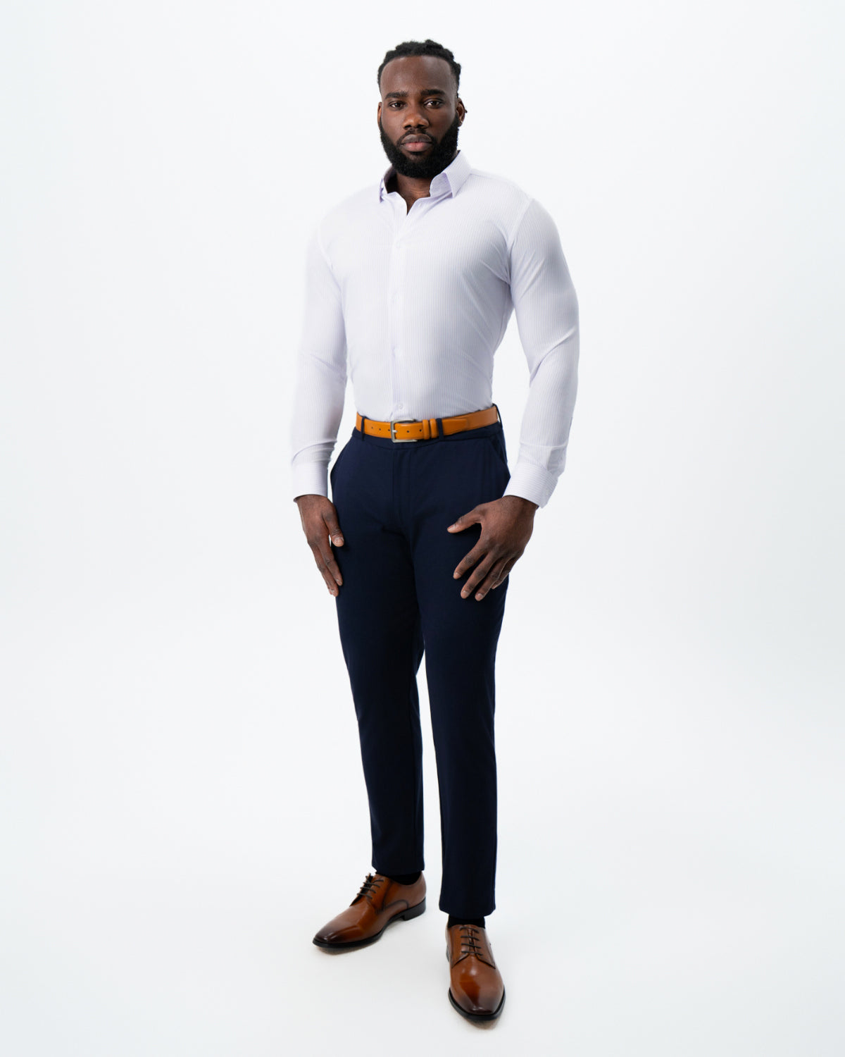 "The Fairmont" White with Lavender Mid-Stripe