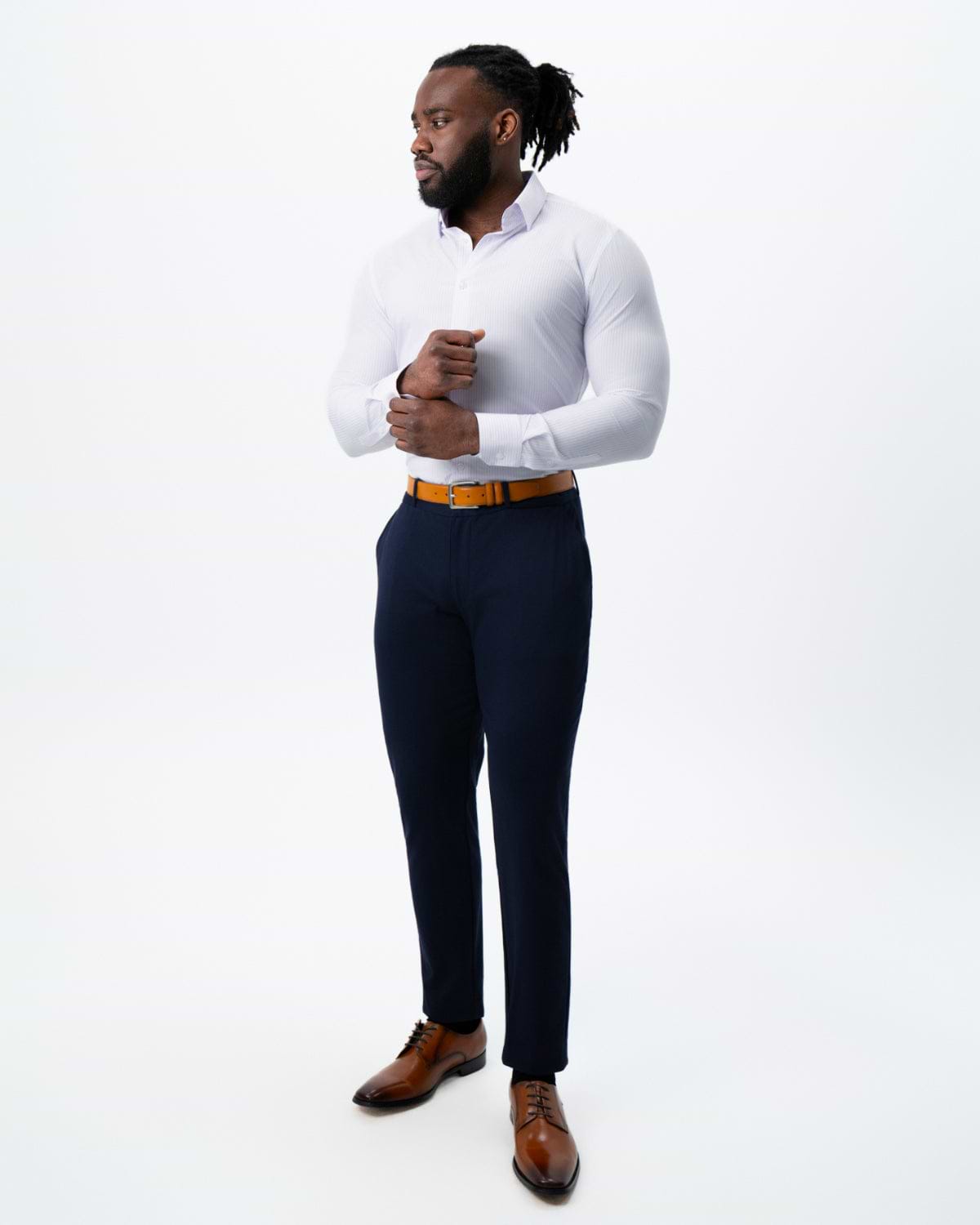 "The Fairmont" White with Lavender Mid-Stripe