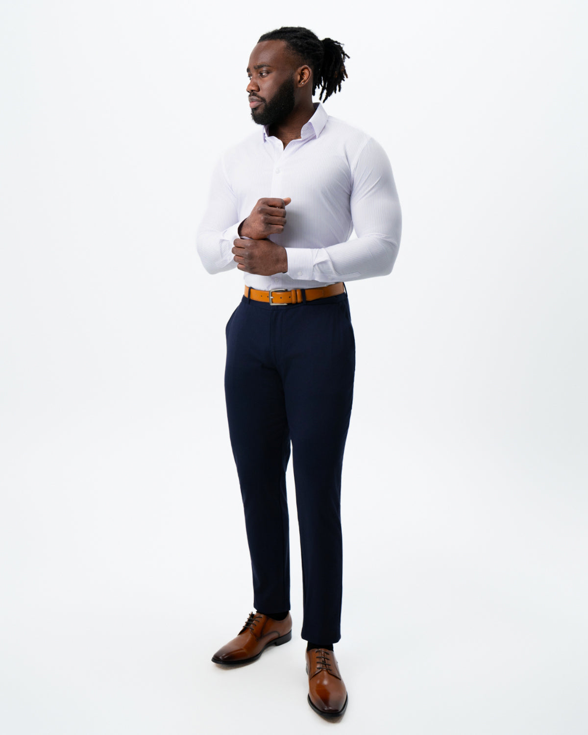 "The Fairmont" White with Lavender Mid-Stripe