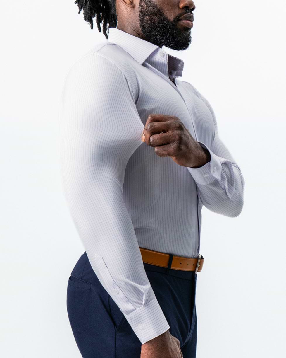 "The Fairmont" White with Lavender Mid-Stripe