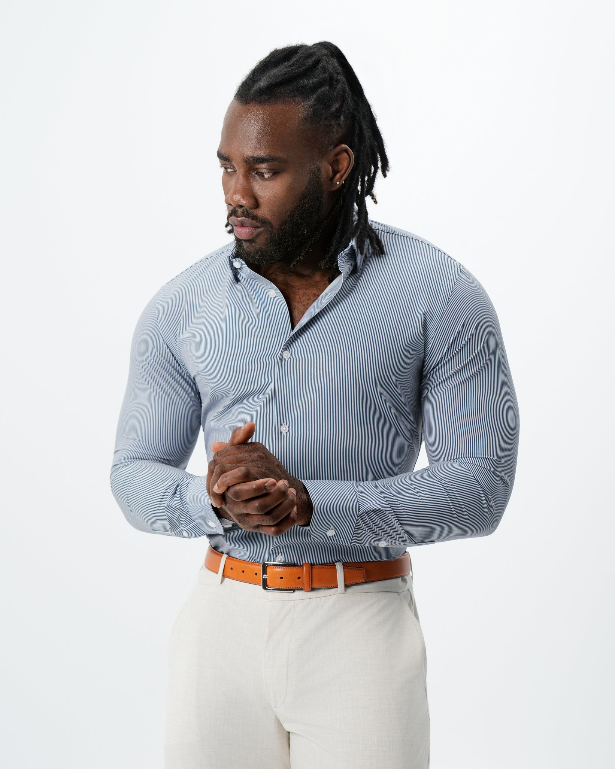 "The Hugo" Navy Pinstripe