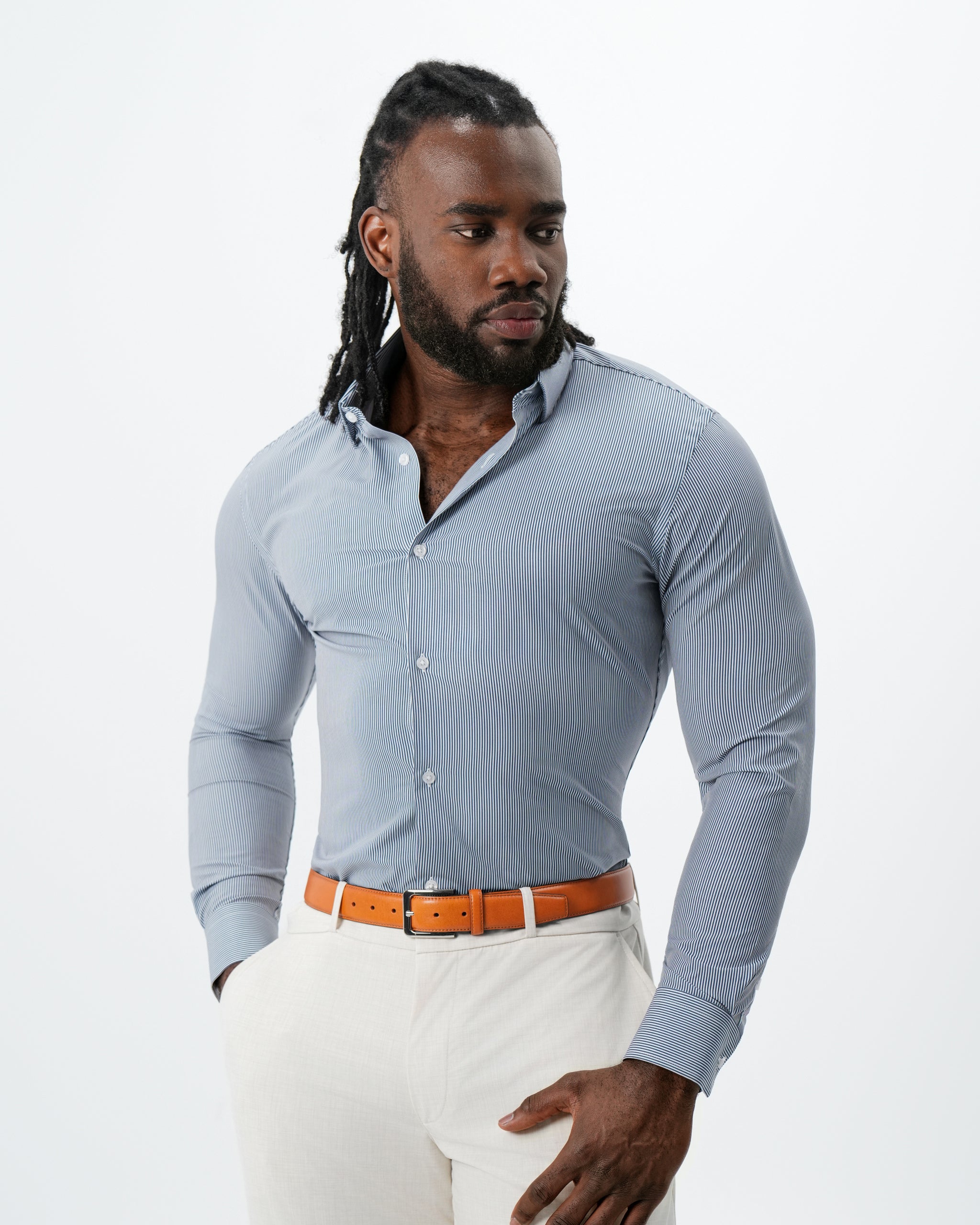 "The Hugo" Navy Pinstripe