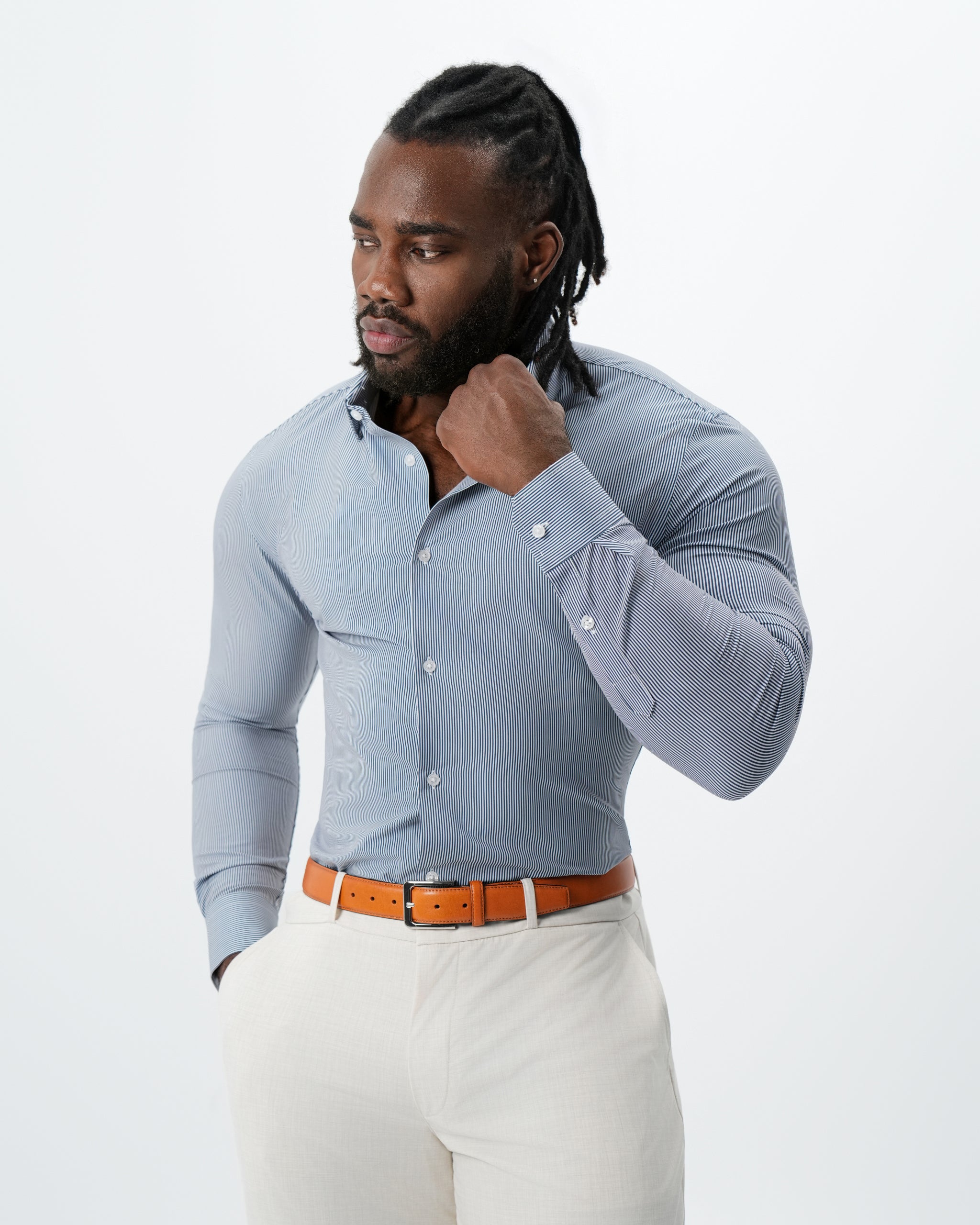 "The Hugo" Navy Pinstripe