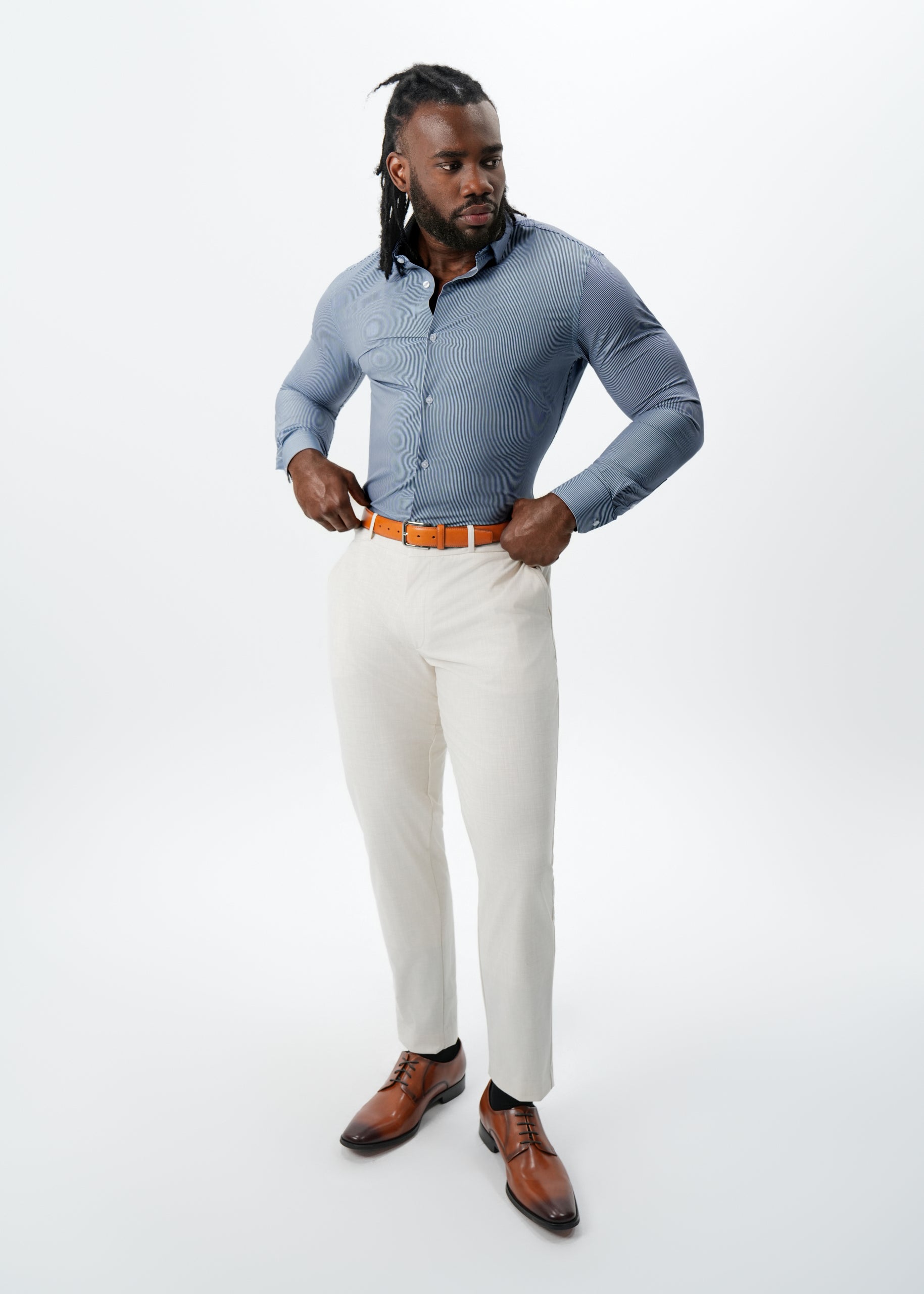 "The Hugo" Navy Pinstripe