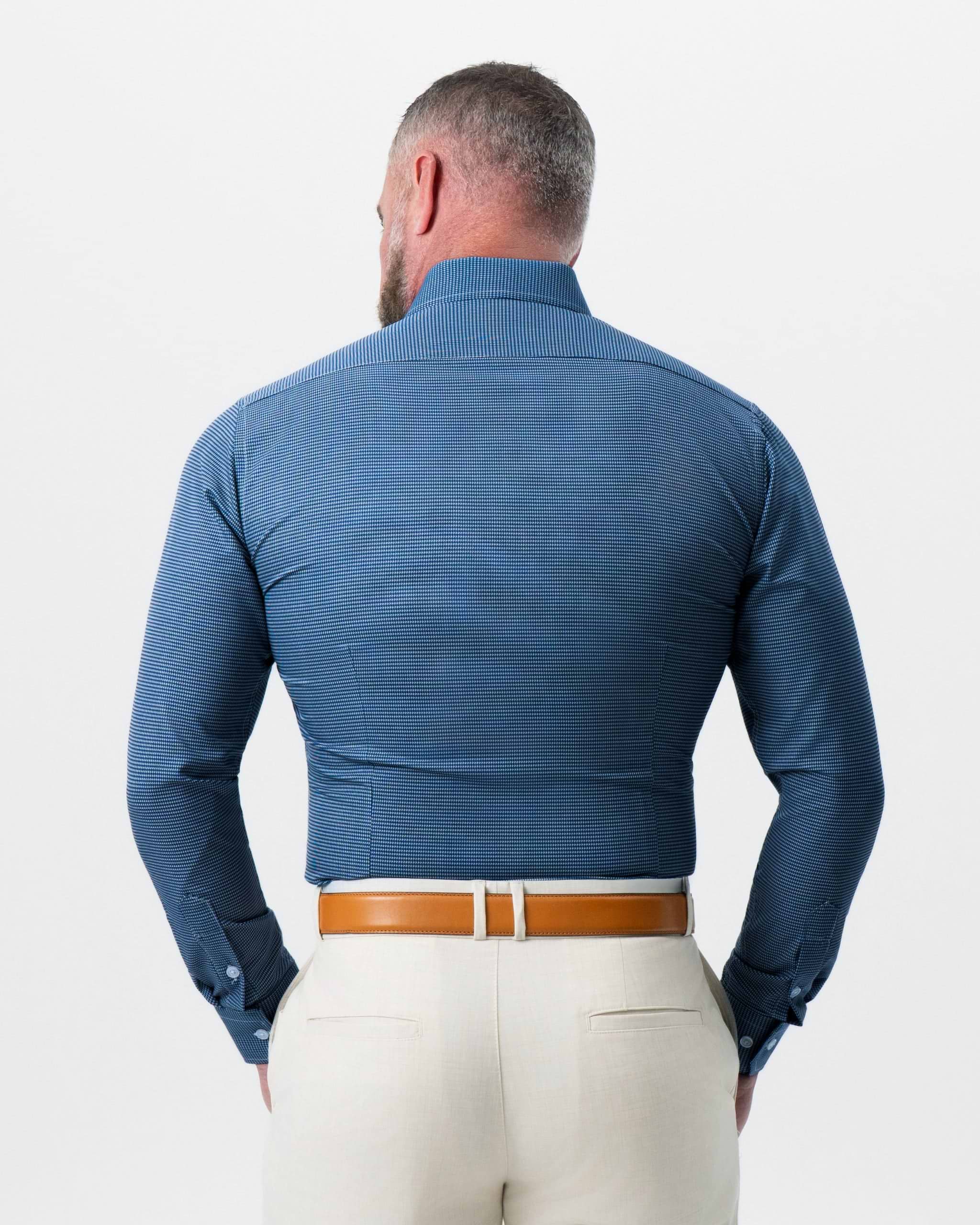 "The Lamar" Light Blue, Black & White Geo Weave