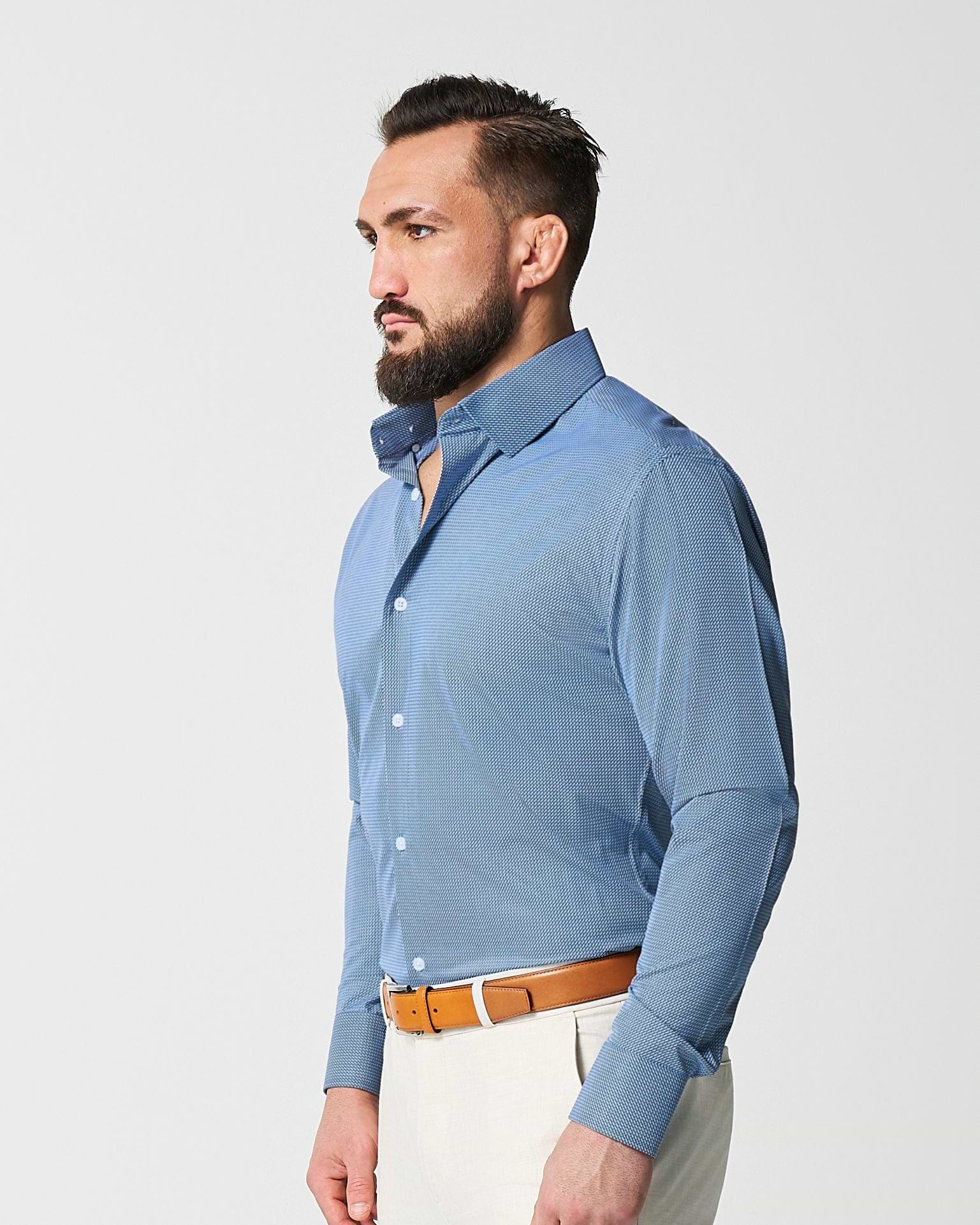 "The Lamar" Light Blue, Black & White Geo Weave