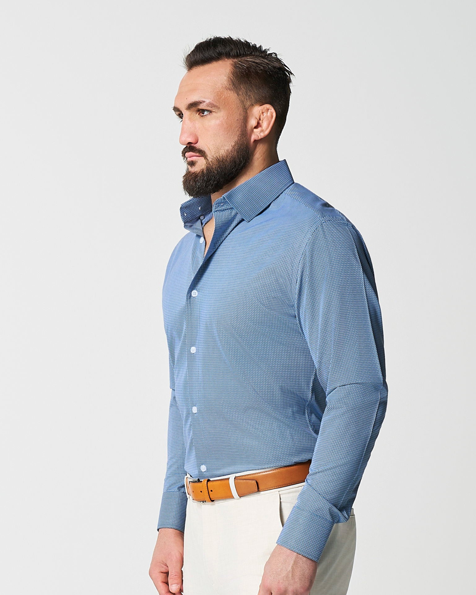 "The Lamar" Light Blue, Black & White Geo Weave