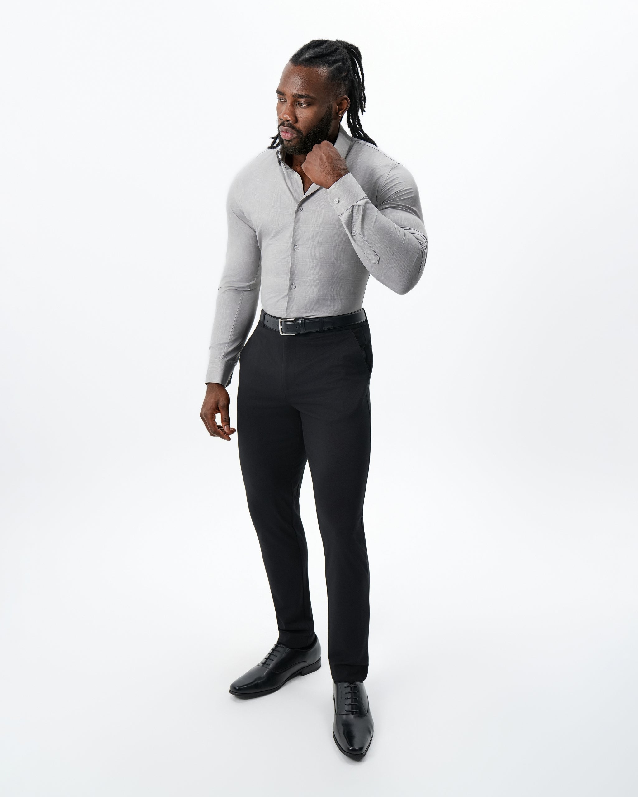 ''The Murray'' Heathered Light Grey Plaid