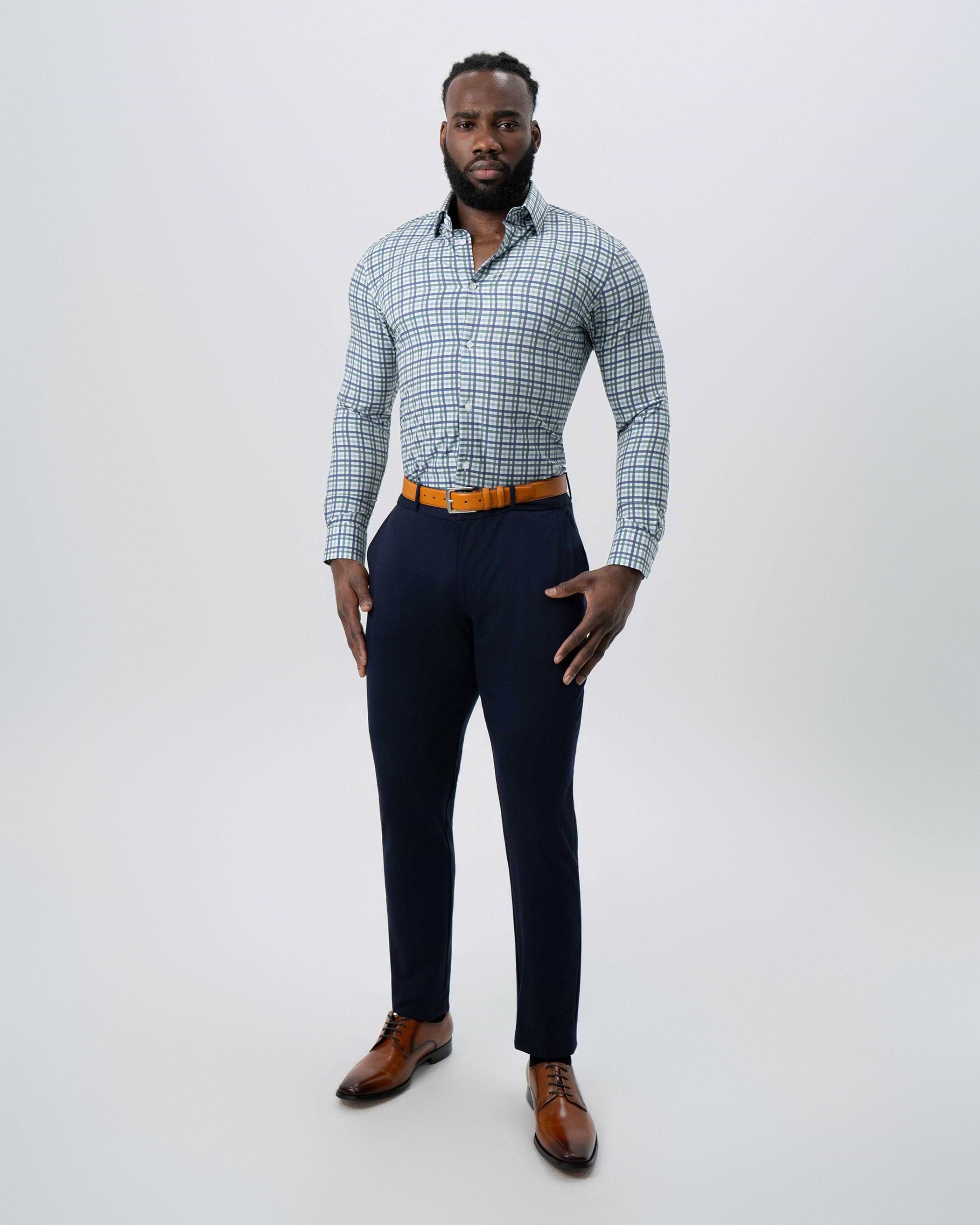 "The Parker" Navy, Light Blue and Pine Green Gingham