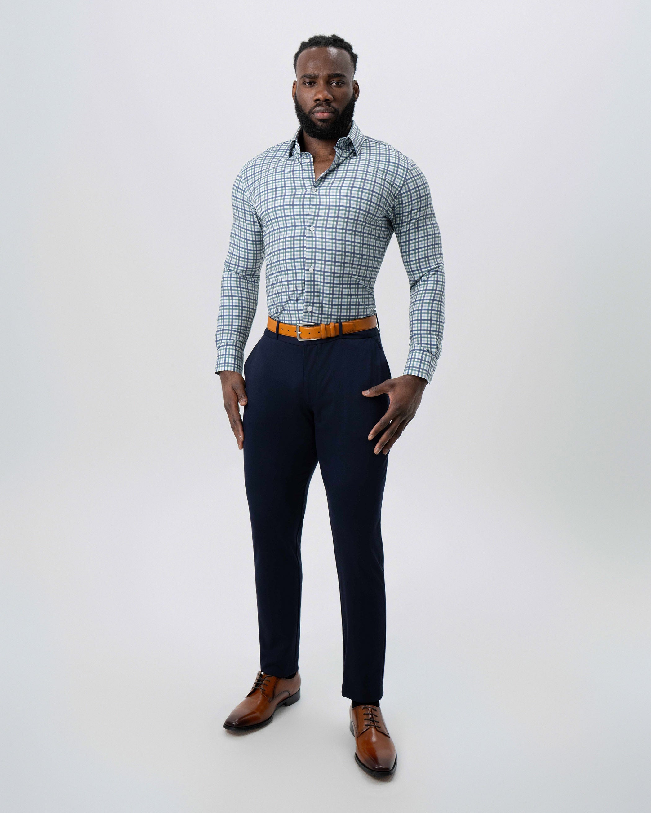 "The Parker" Navy, Light Blue and Pine Green Gingham