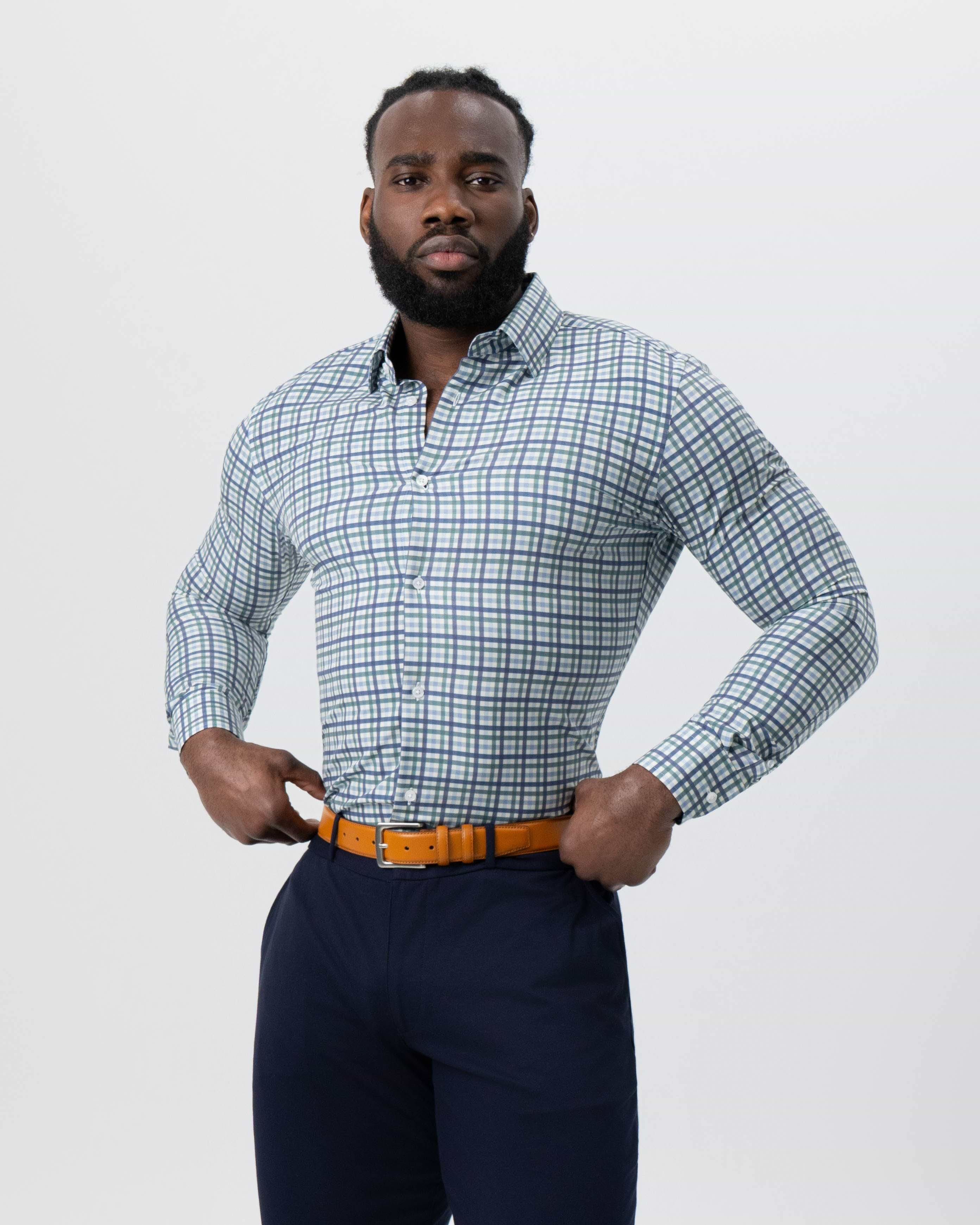 "The Parker" Navy, Light Blue and Pine Green Gingham