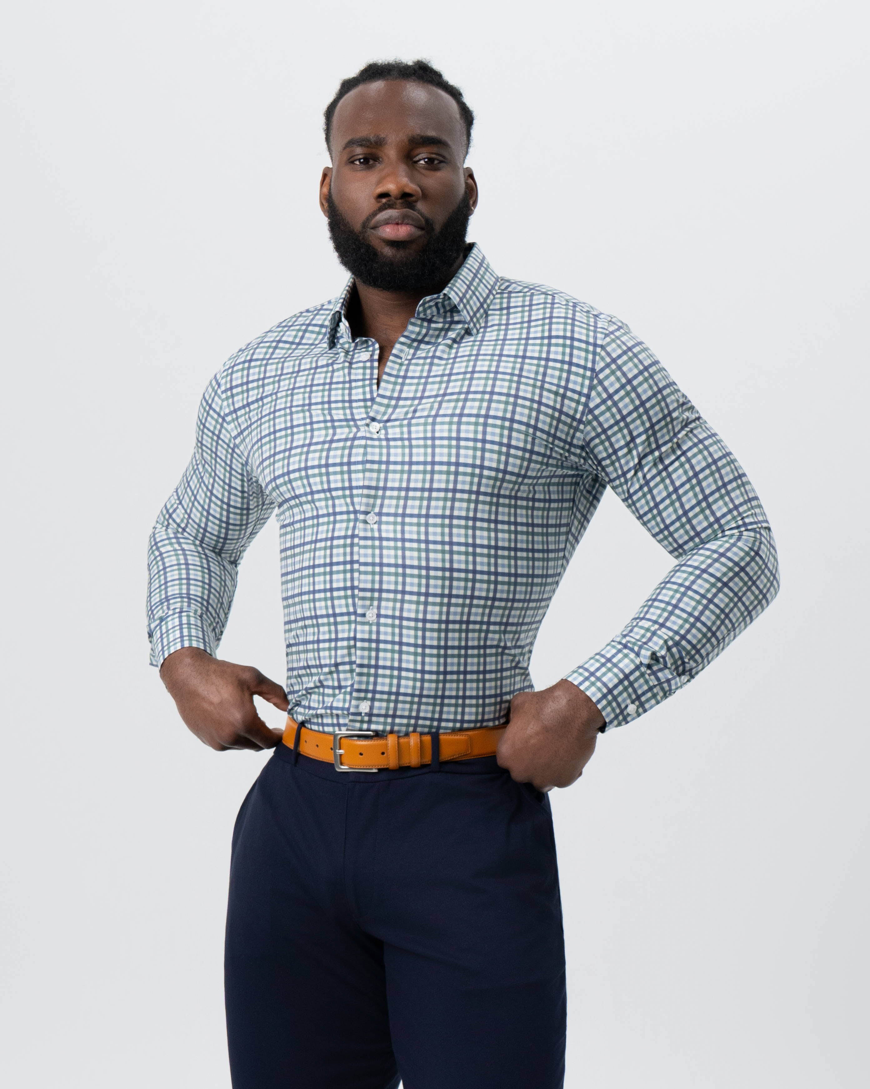 "The Parker" Navy, Light Blue and Pine Green Gingham