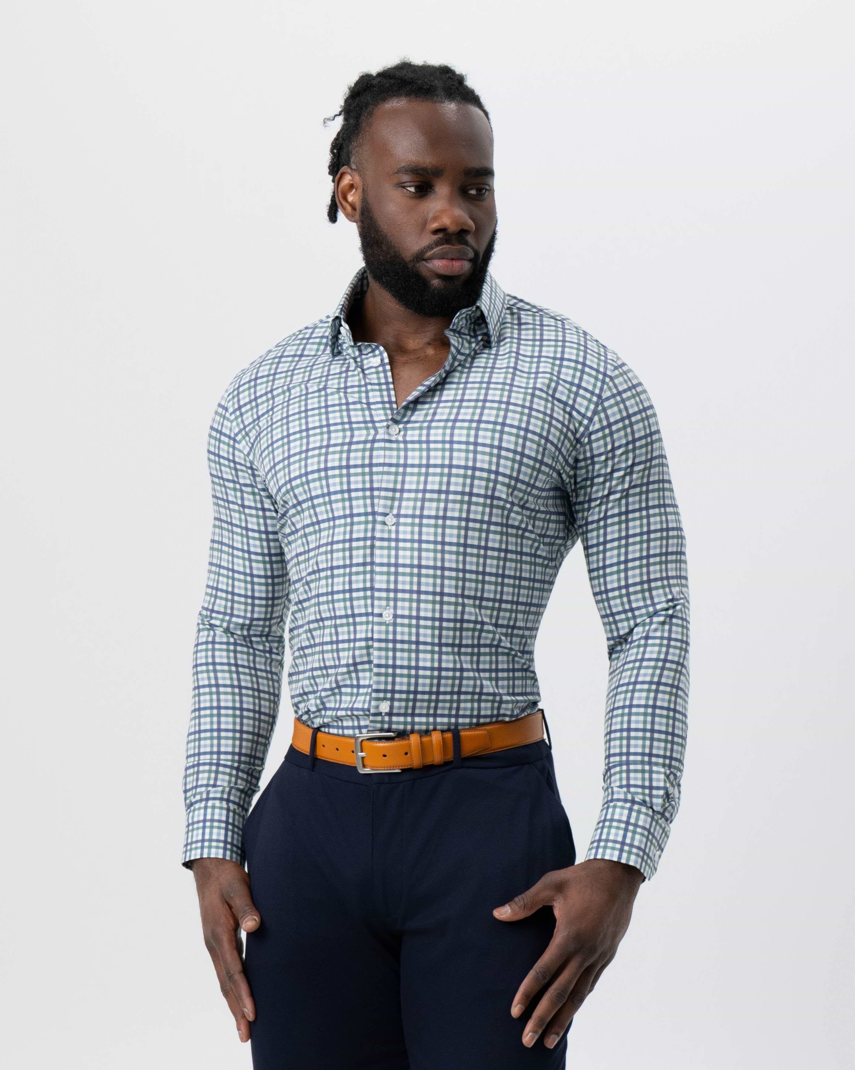 "The Parker" Navy, Light Blue and Pine Green Gingham