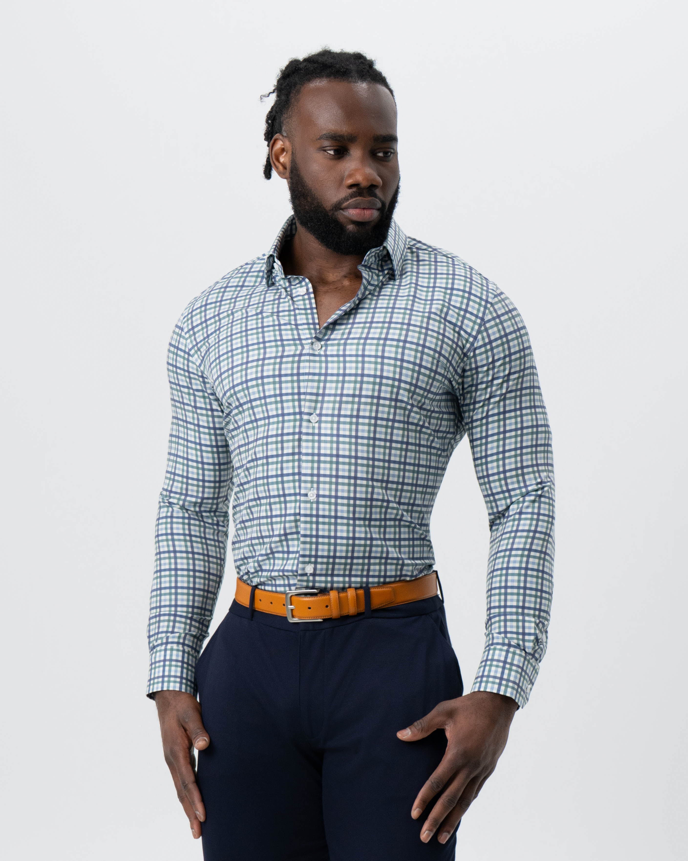 "The Parker" Navy, Light Blue and Pine Green Gingham