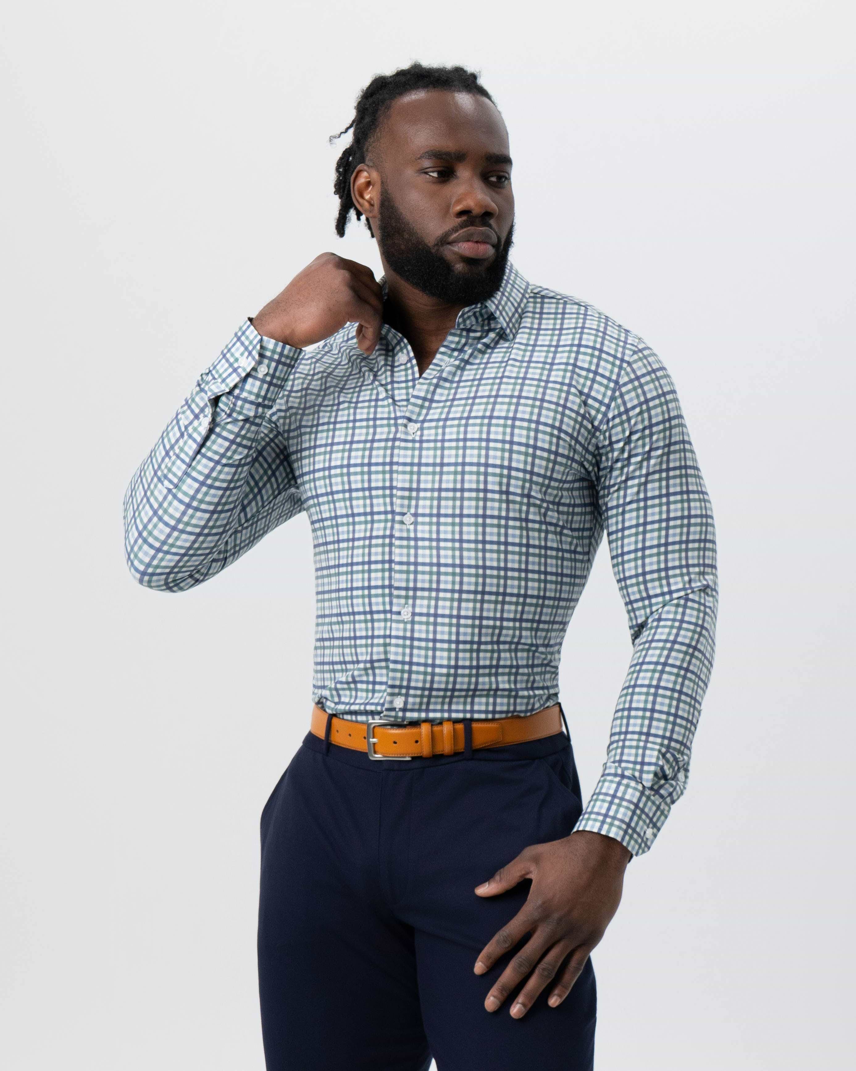 "The Parker" Navy, Light Blue and Pine Green Gingham