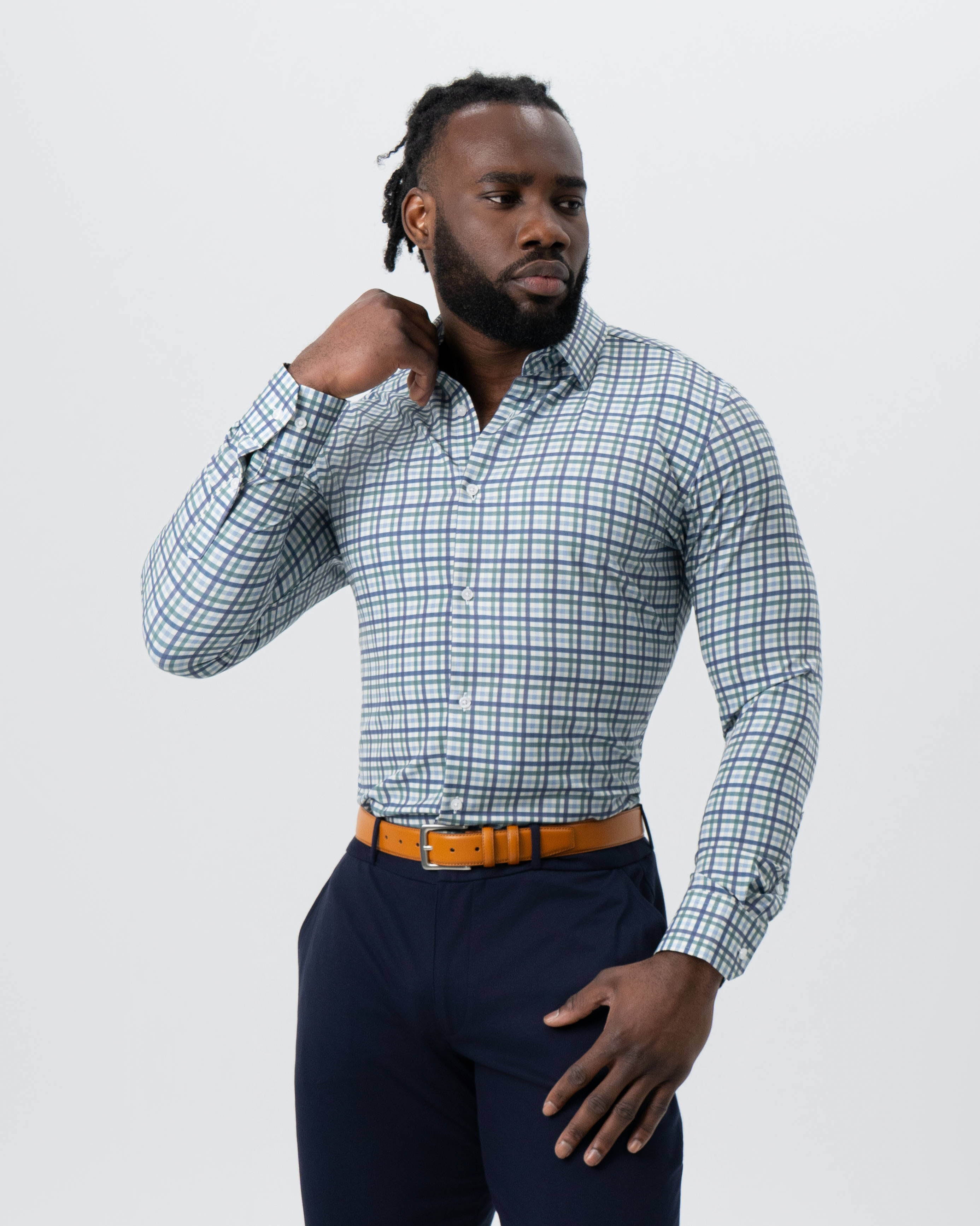 "The Parker" Navy, Light Blue and Pine Green Gingham