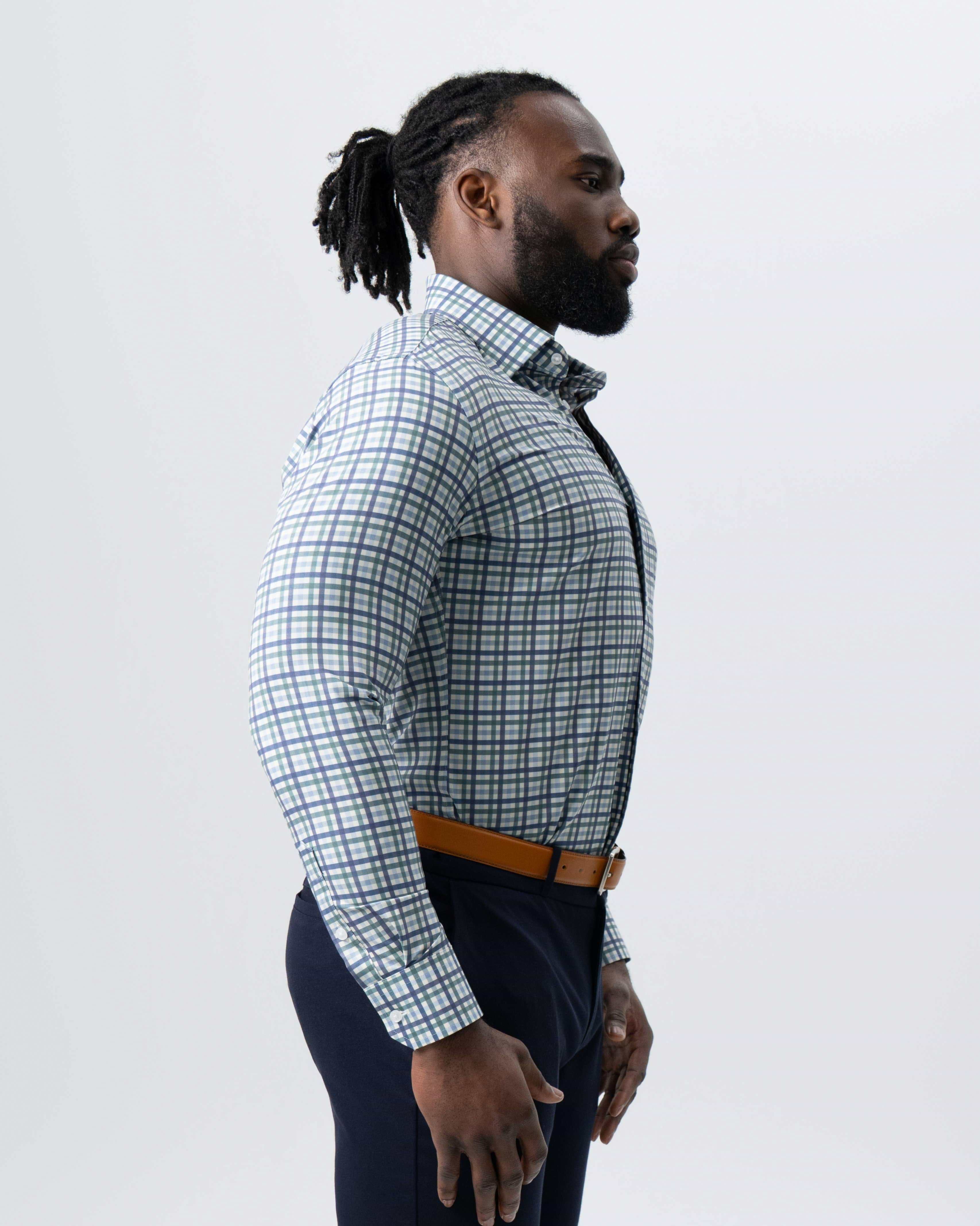 "The Parker" Navy, Light Blue and Pine Green Gingham
