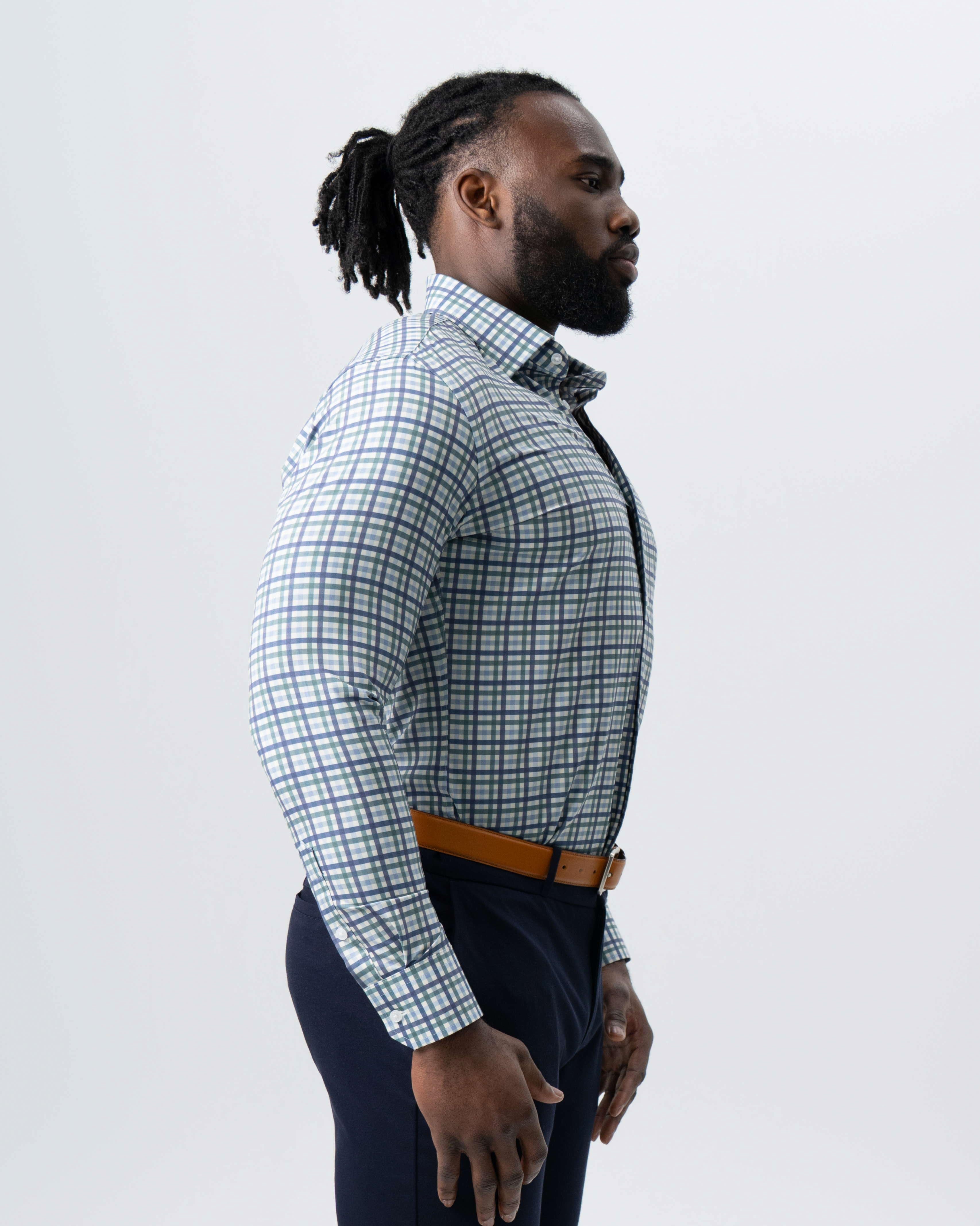 "The Parker" Navy, Light Blue and Pine Green Gingham