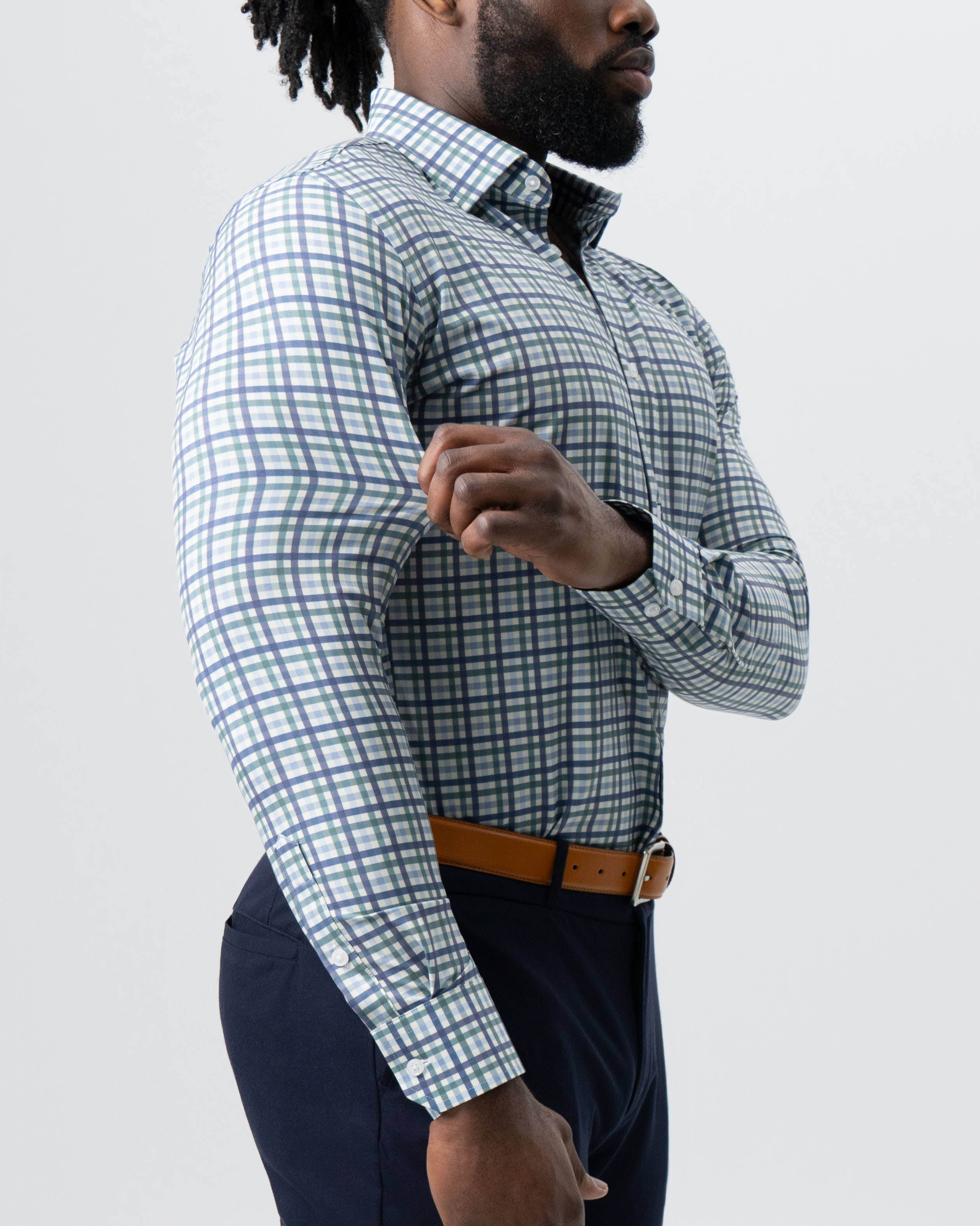 "The Parker" Navy, Light Blue and Pine Green Gingham