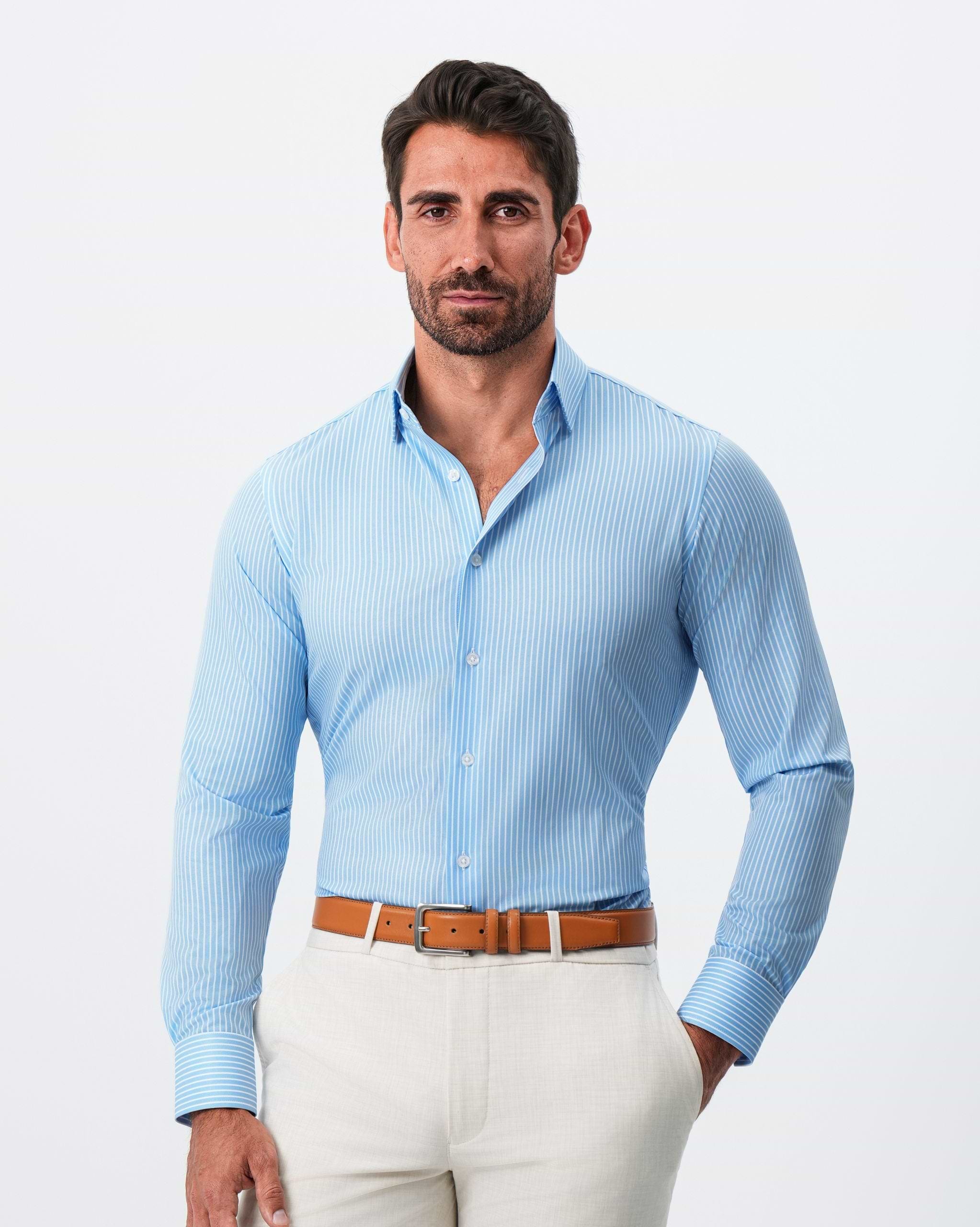"The Rocky" Powder Blue with White Stripes