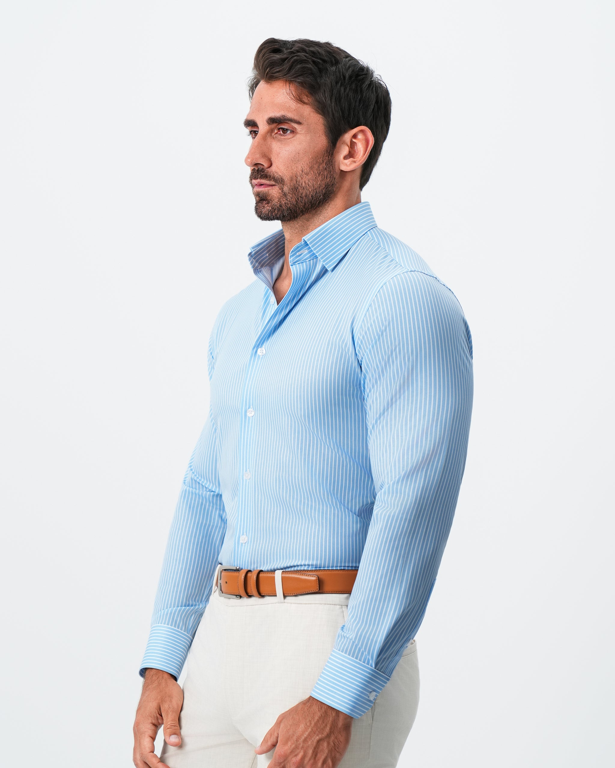 "The Rocky" Powder Blue with White Stripes