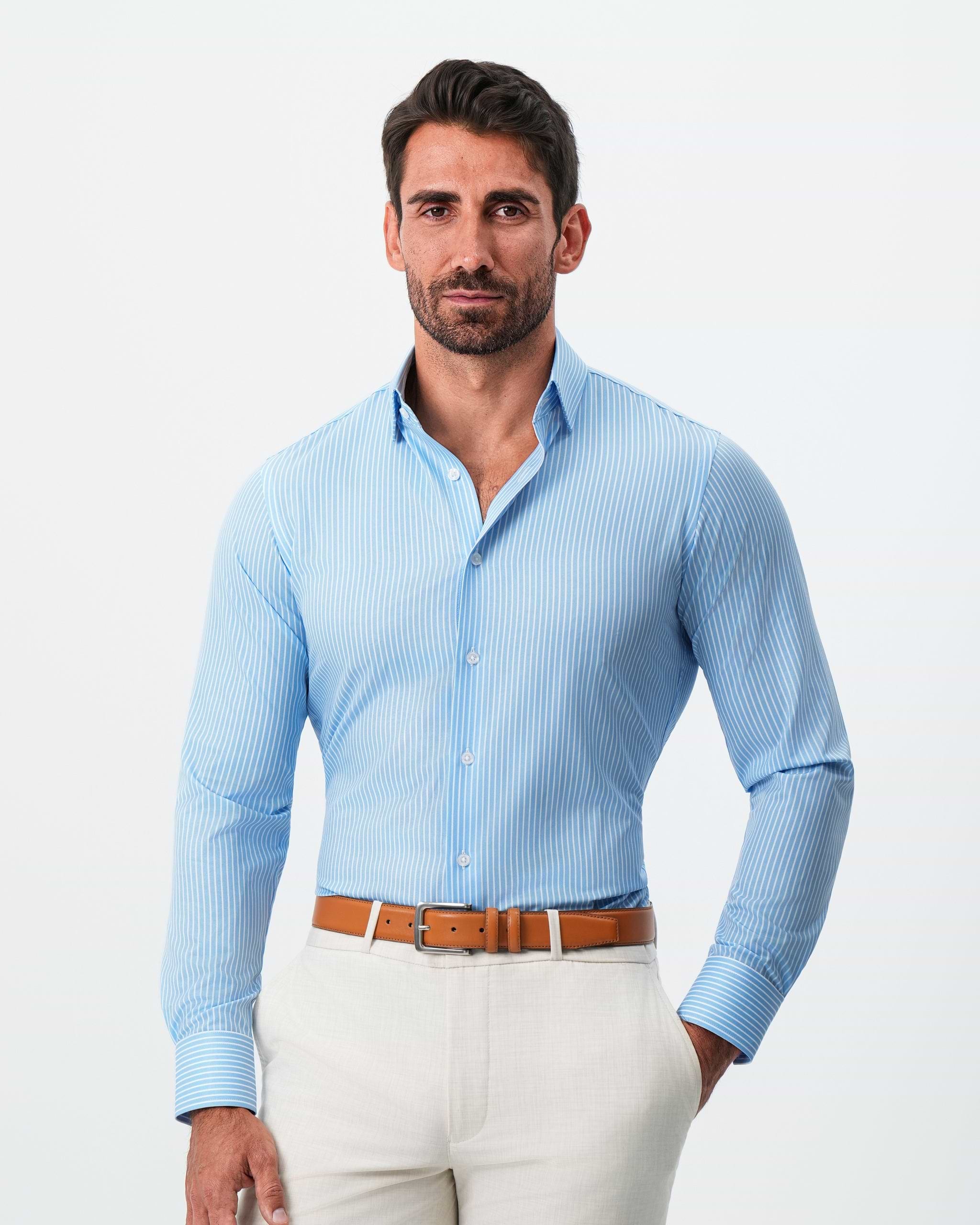 "The Rocky" Powder Blue with White Stripes