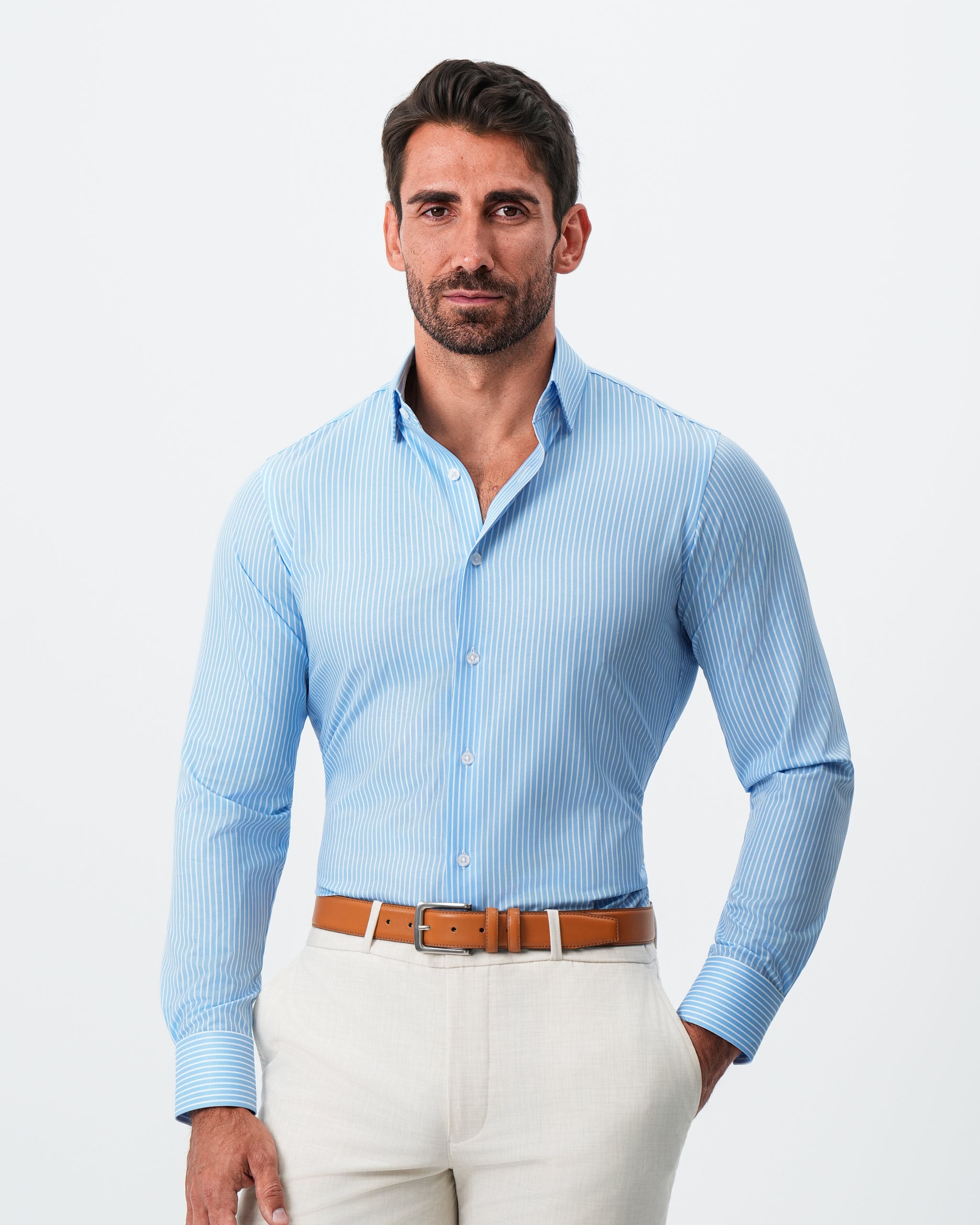 "The Rocky" Powder Blue with White Stripes