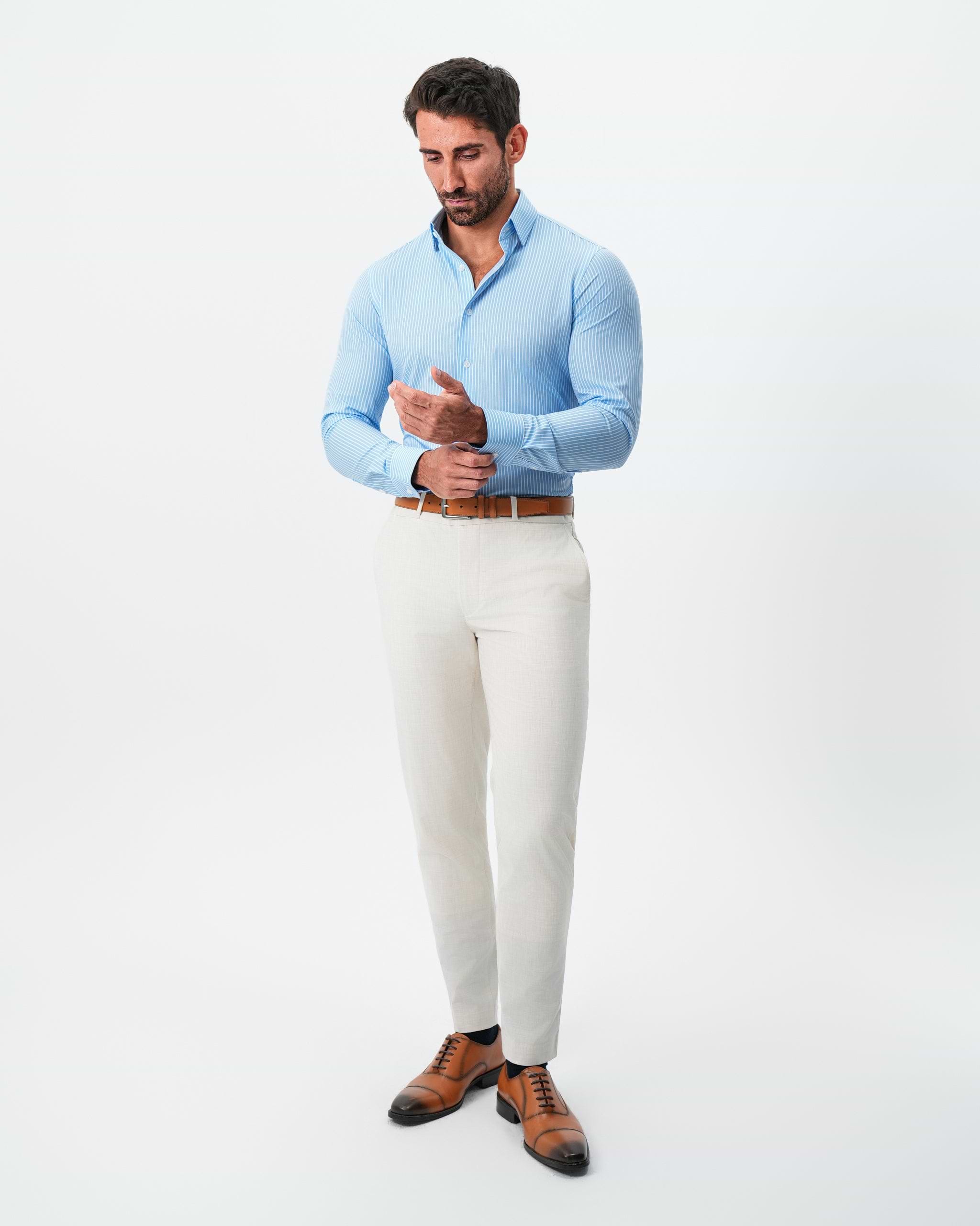 "The Rocky" Powder Blue with White Stripes