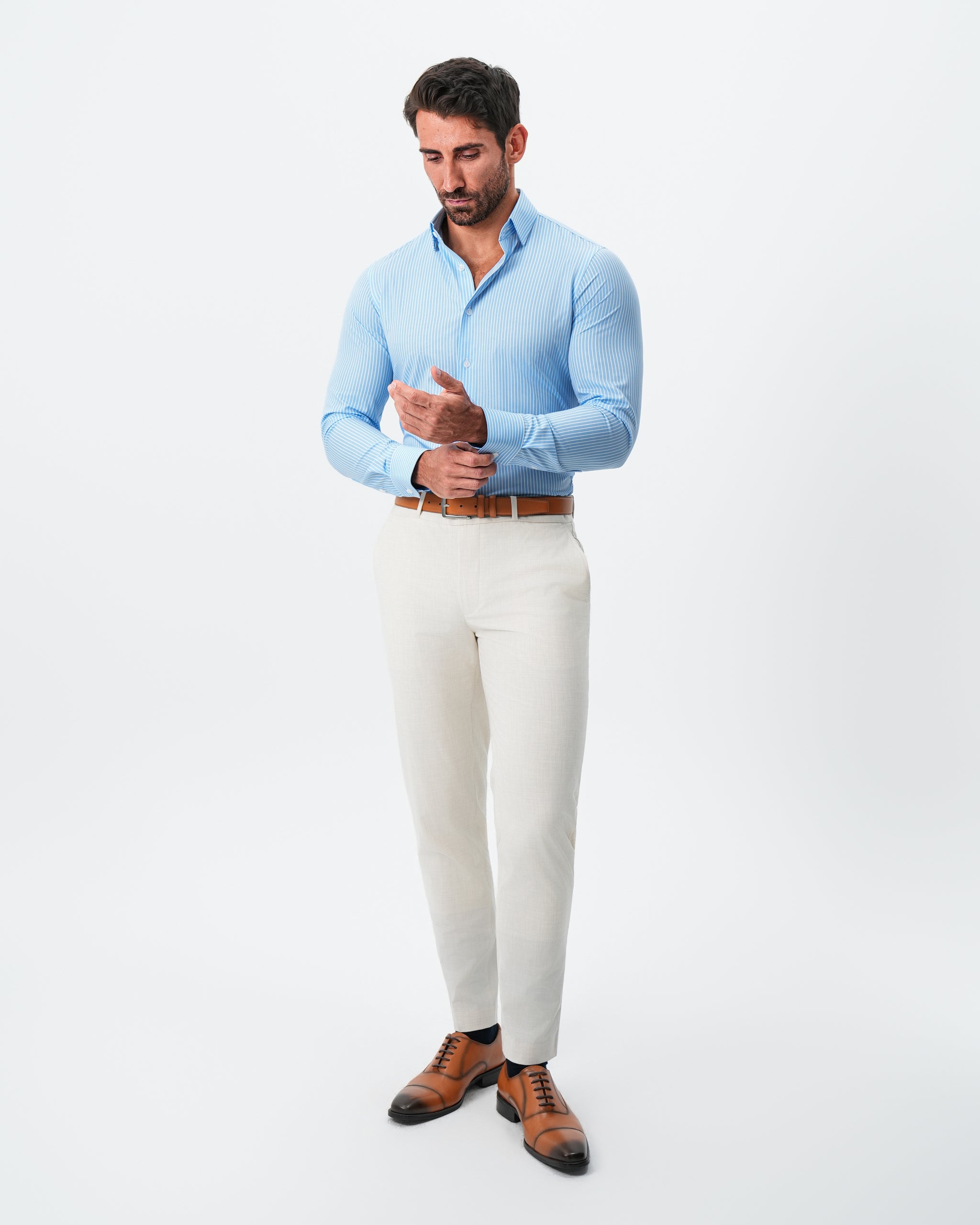 "The Rocky" Powder Blue with White Stripes