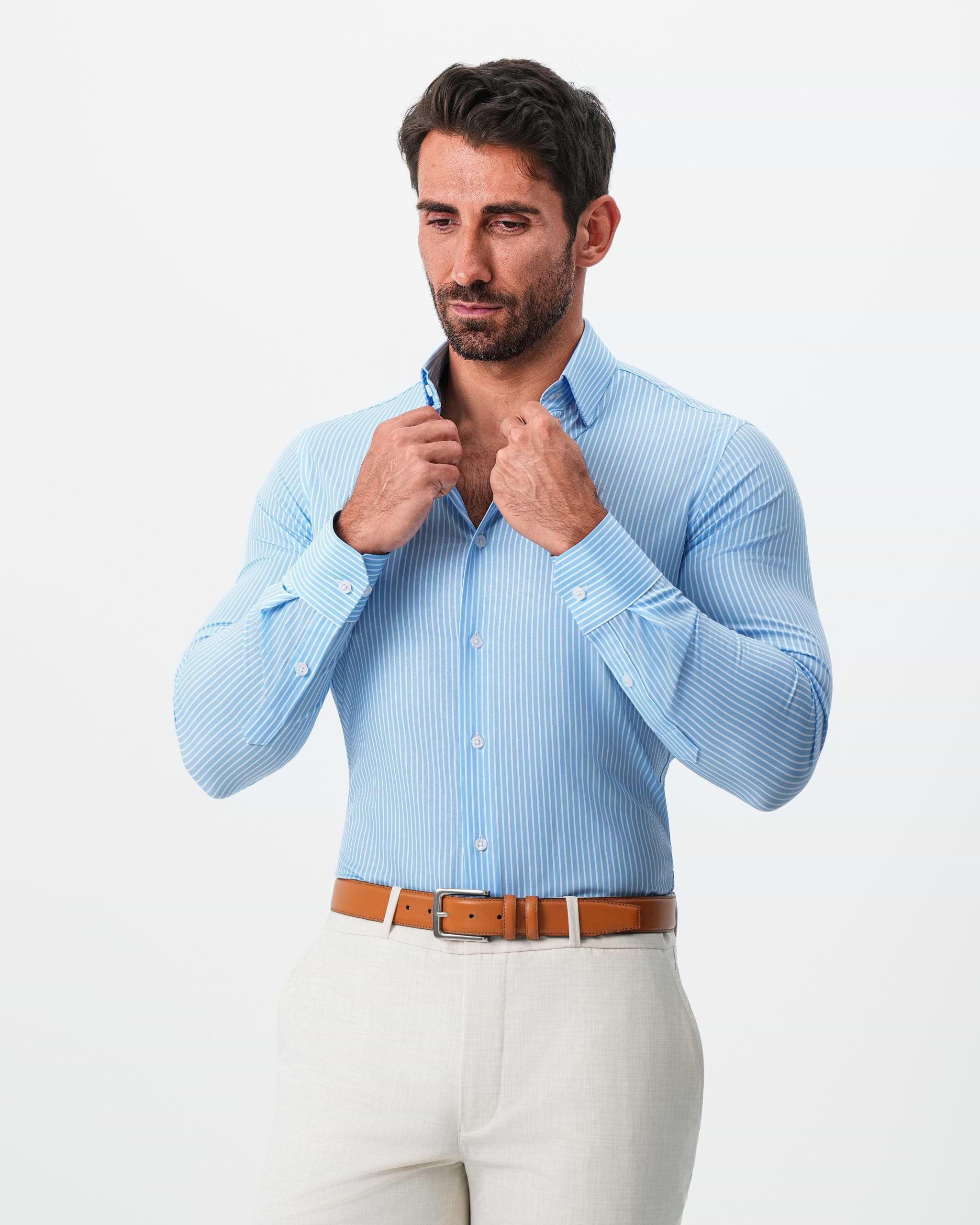 "The Rocky" Powder Blue with White Stripes
