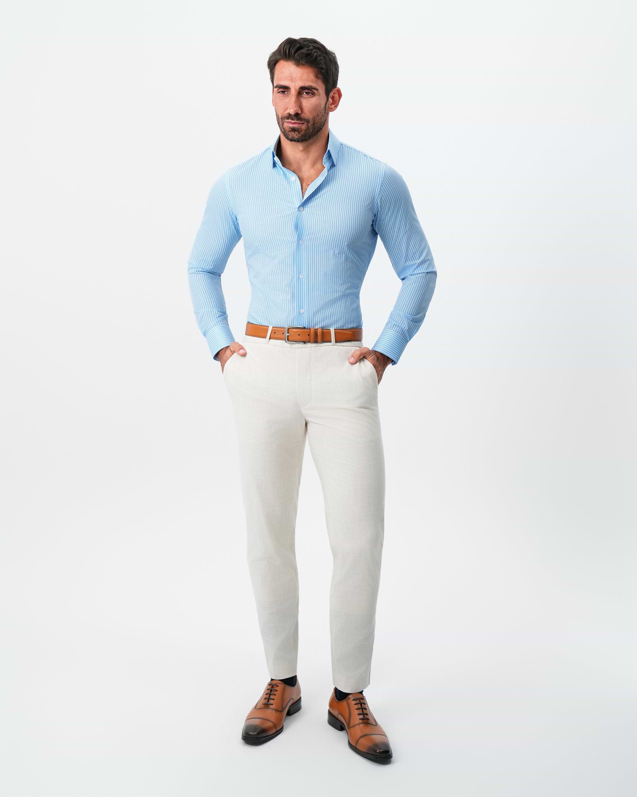 "The Rocky" Powder Blue with White Stripes