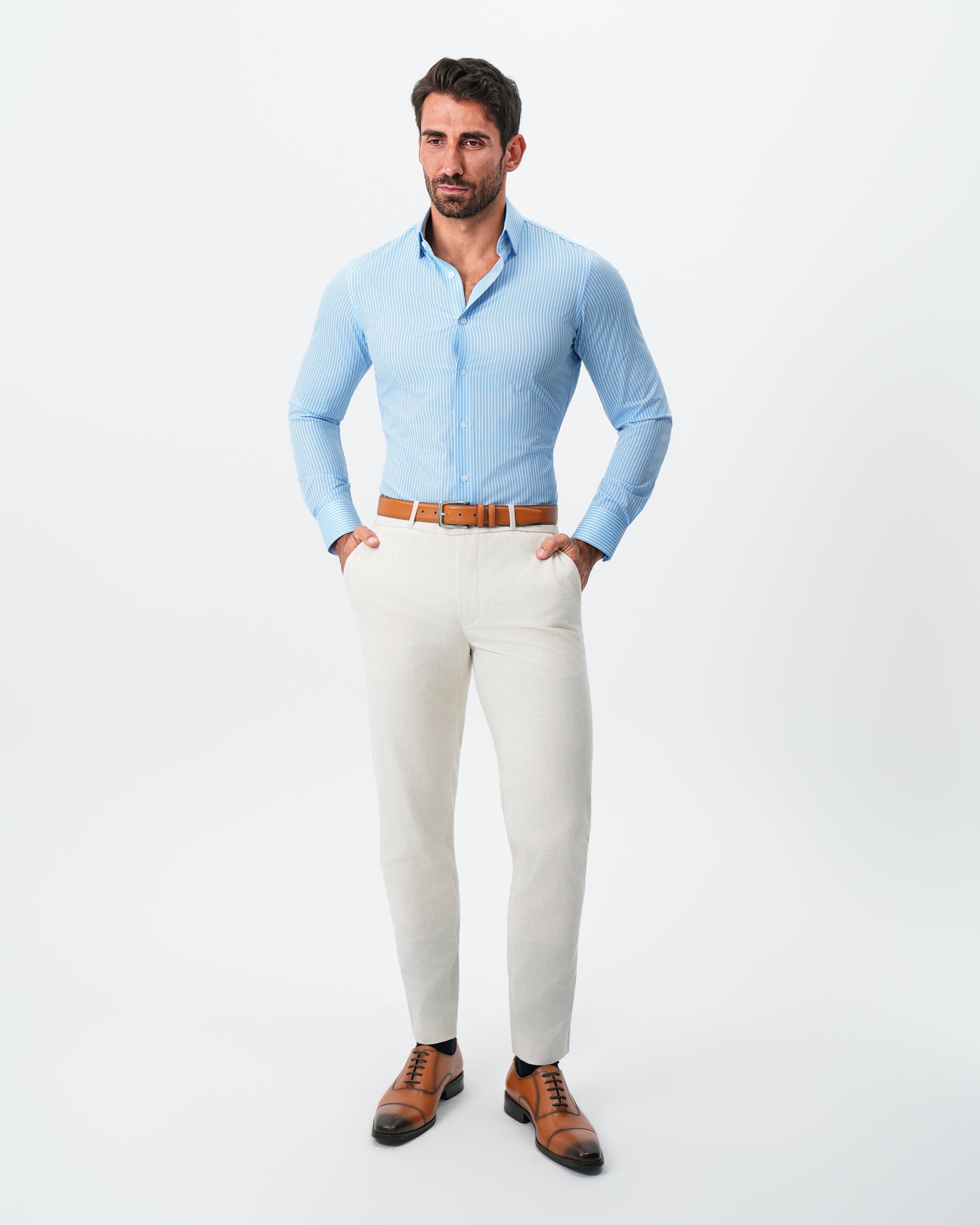 "The Rocky" Powder Blue with White Stripes