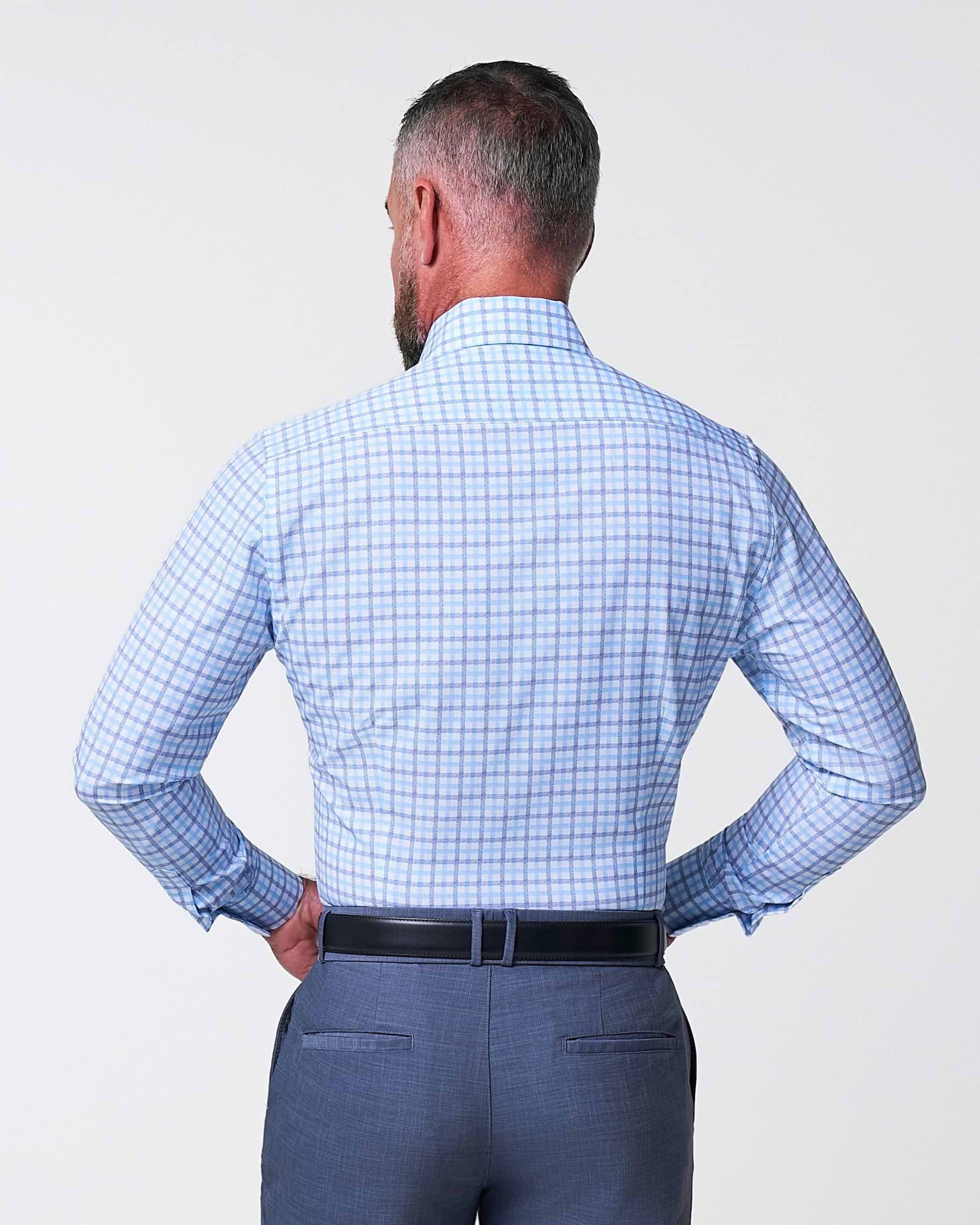 "The Sidney" Light Blue, White & Navy Faded Check