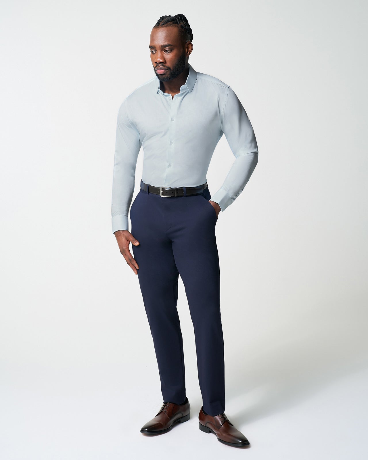 "The Belmont" Light Blue Pinstripe