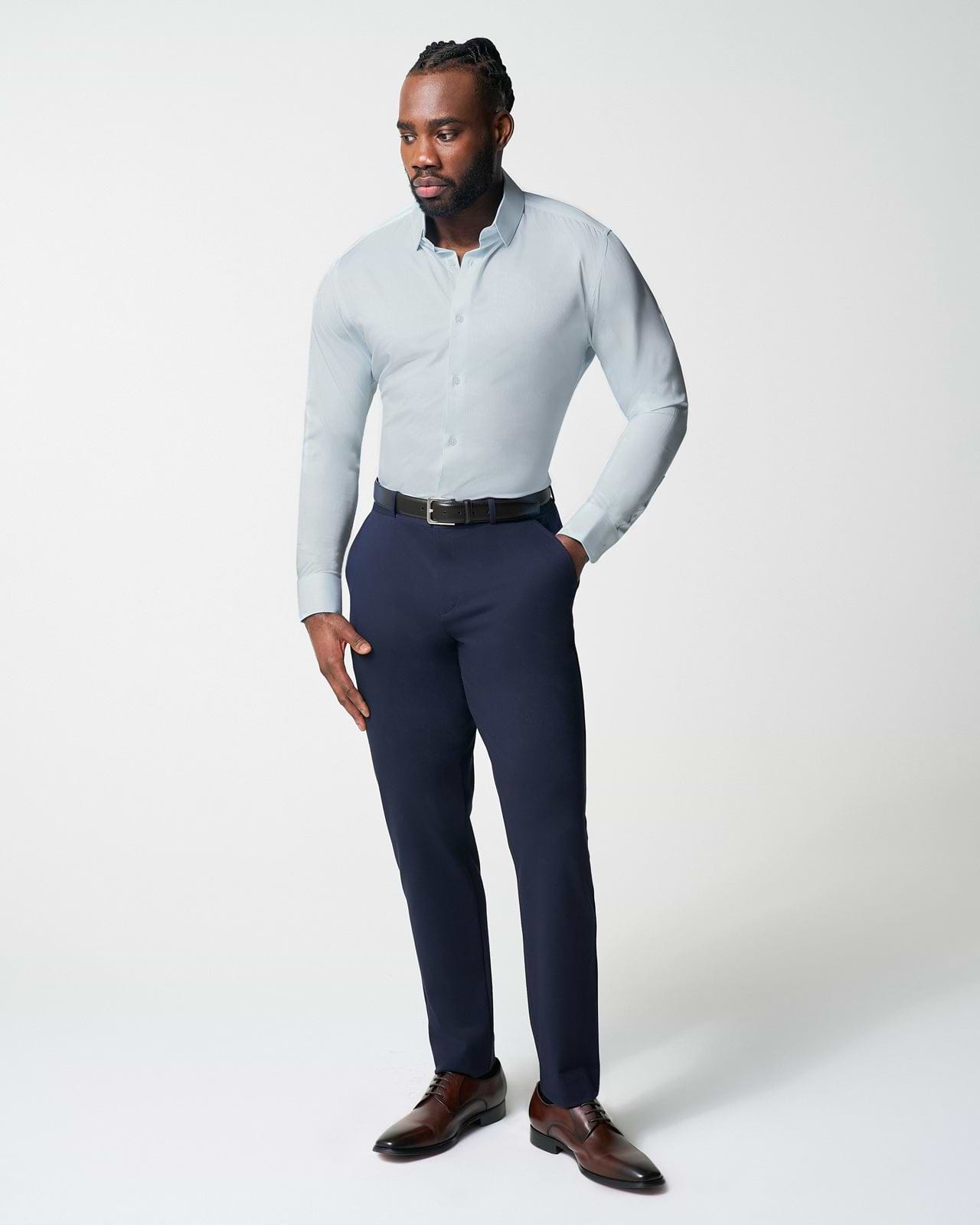 "The Belmont" Light Blue Pinstripe - Classic Fit