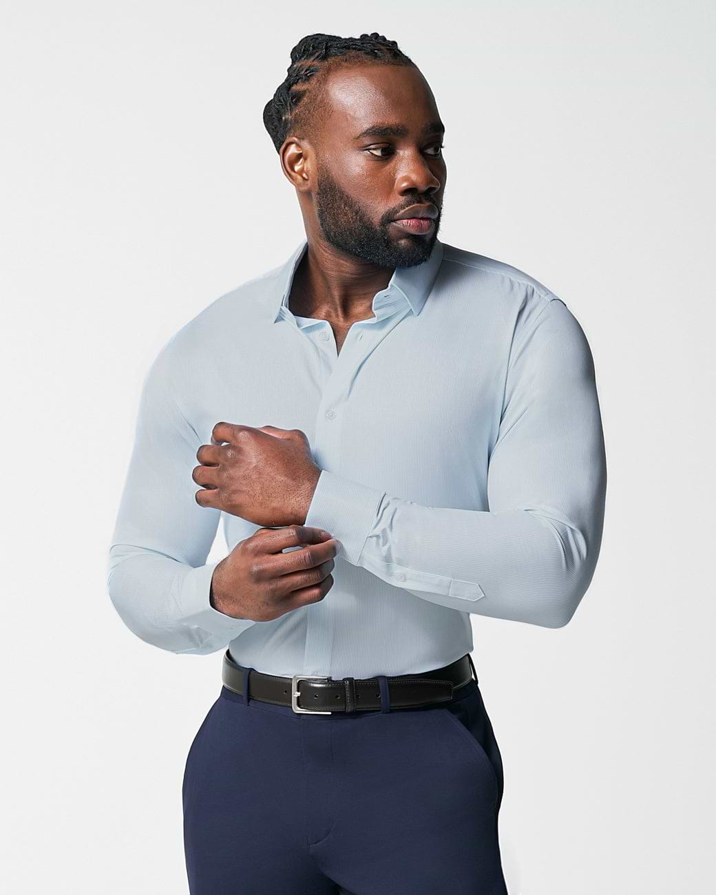 "The Belmont" Light Blue Pinstripe