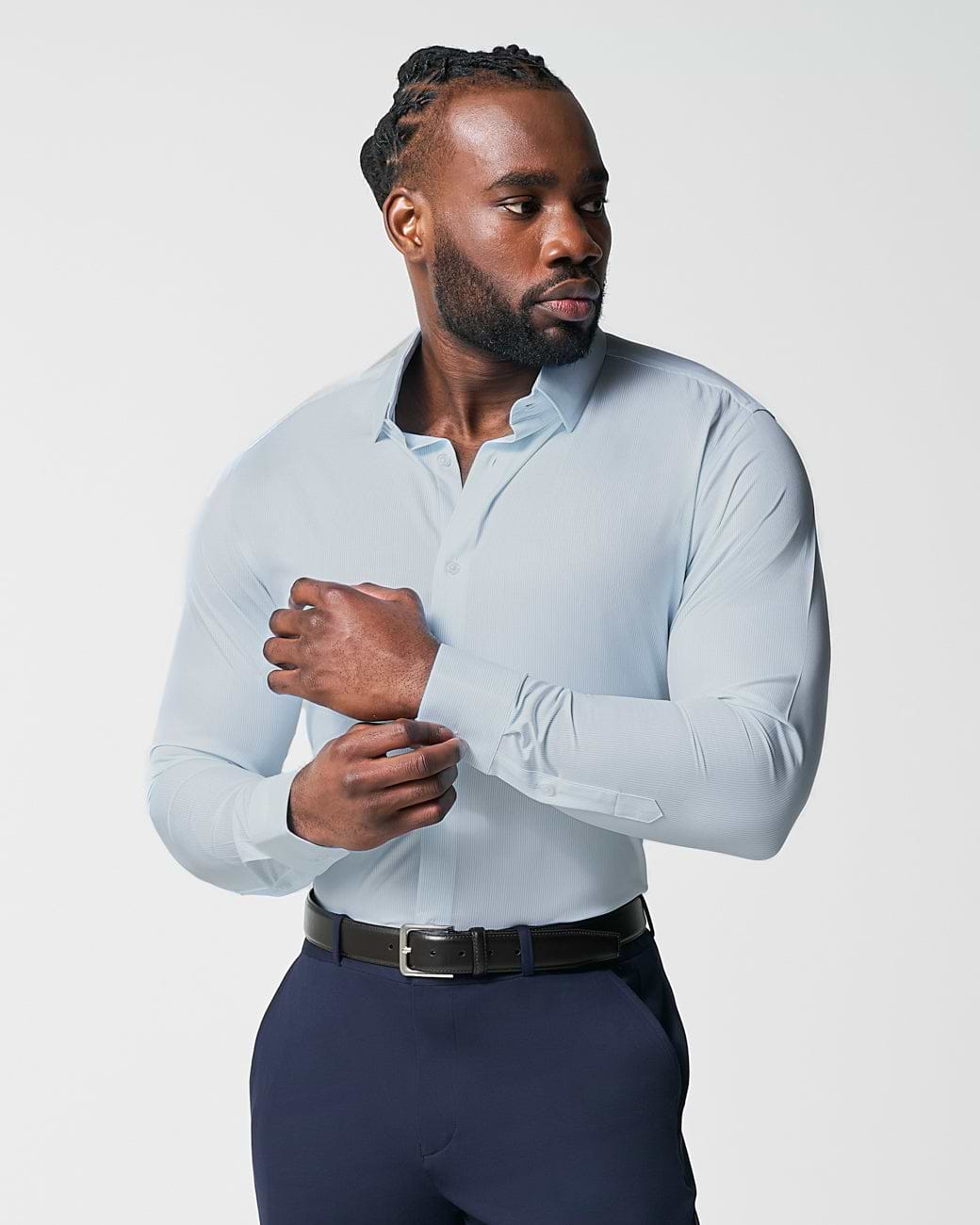 "The Belmont" Light Blue Pinstripe - Classic Fit