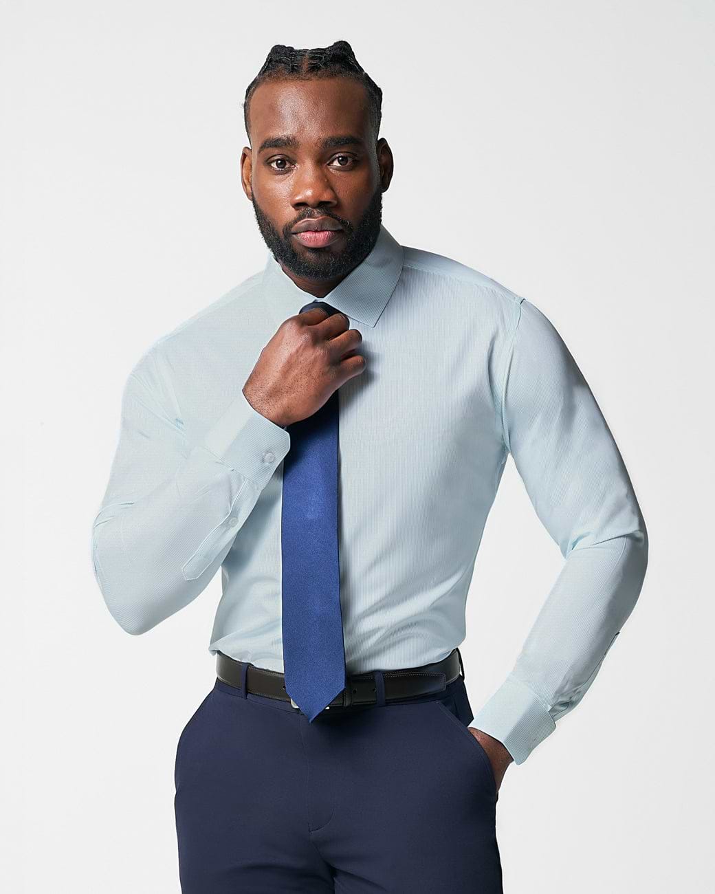 "The Belmont" Light Blue Pinstripe