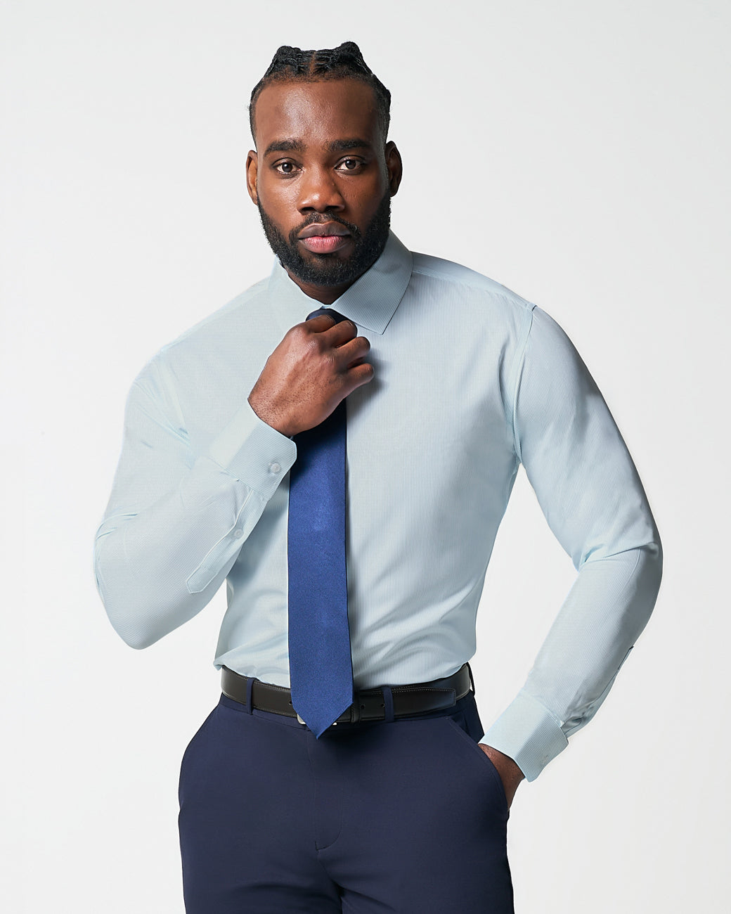 "The Belmont" Light Blue Pinstripe