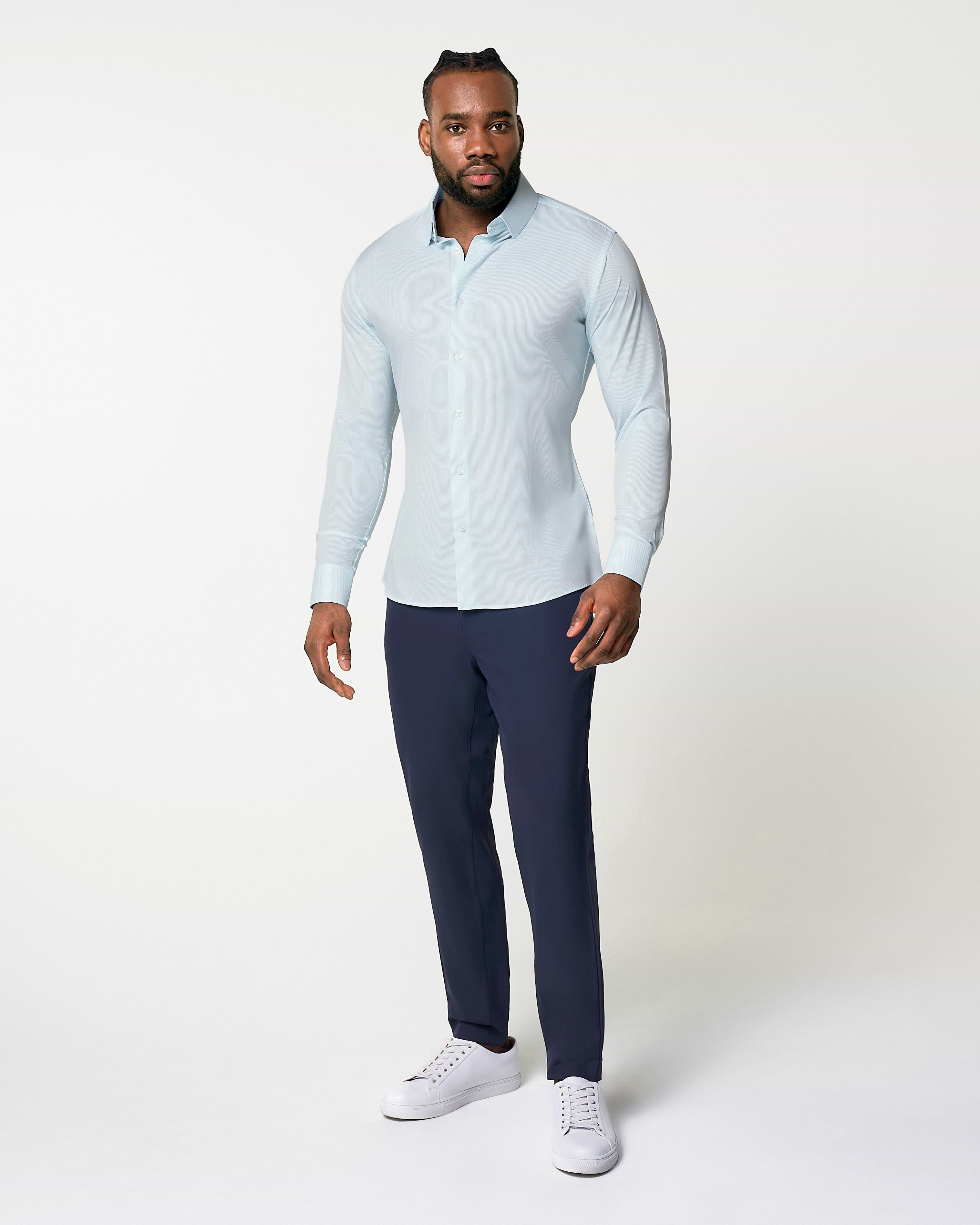 "The Belmont" Light Blue Pinstripe