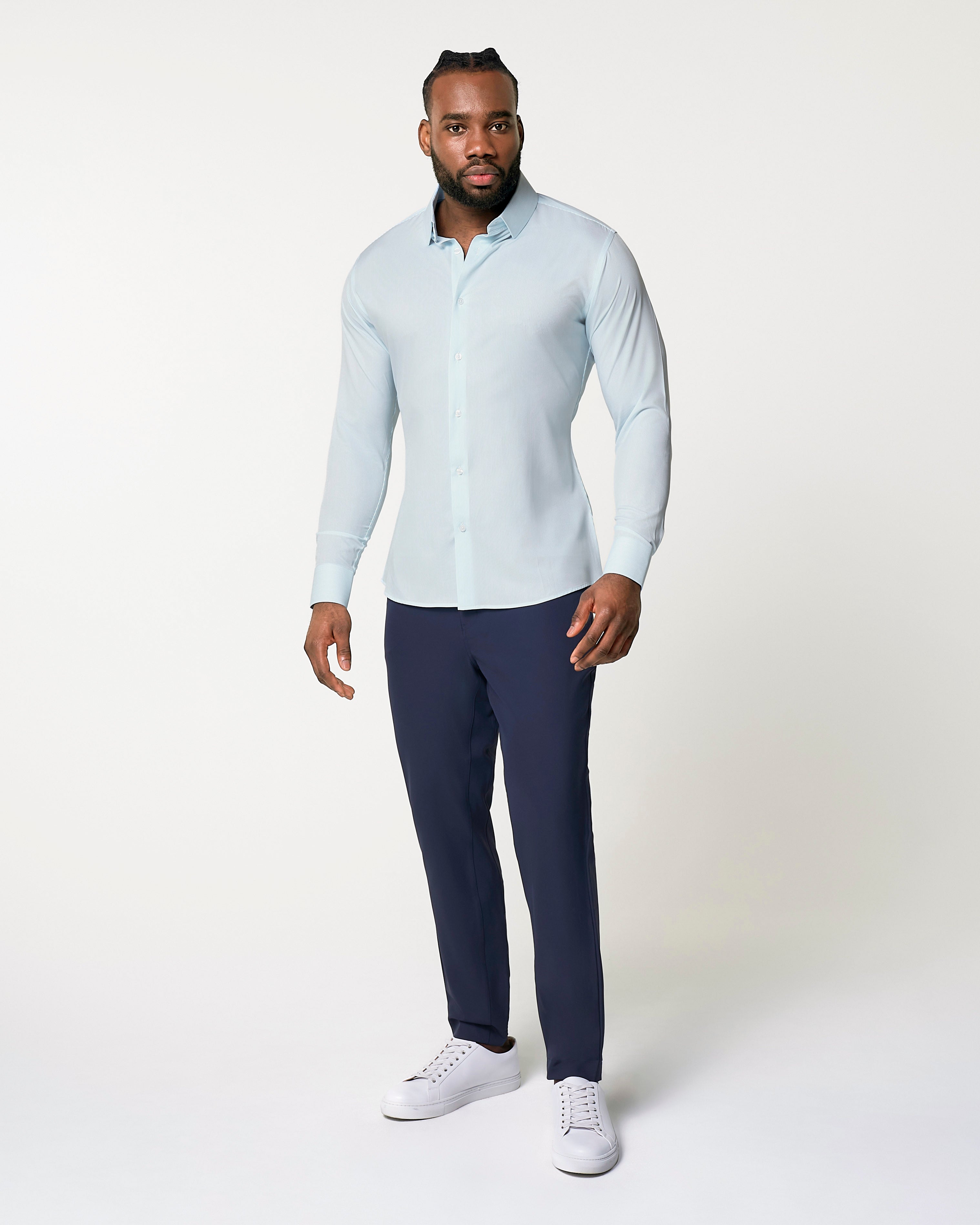 "The Belmont" Light Blue Pinstripe