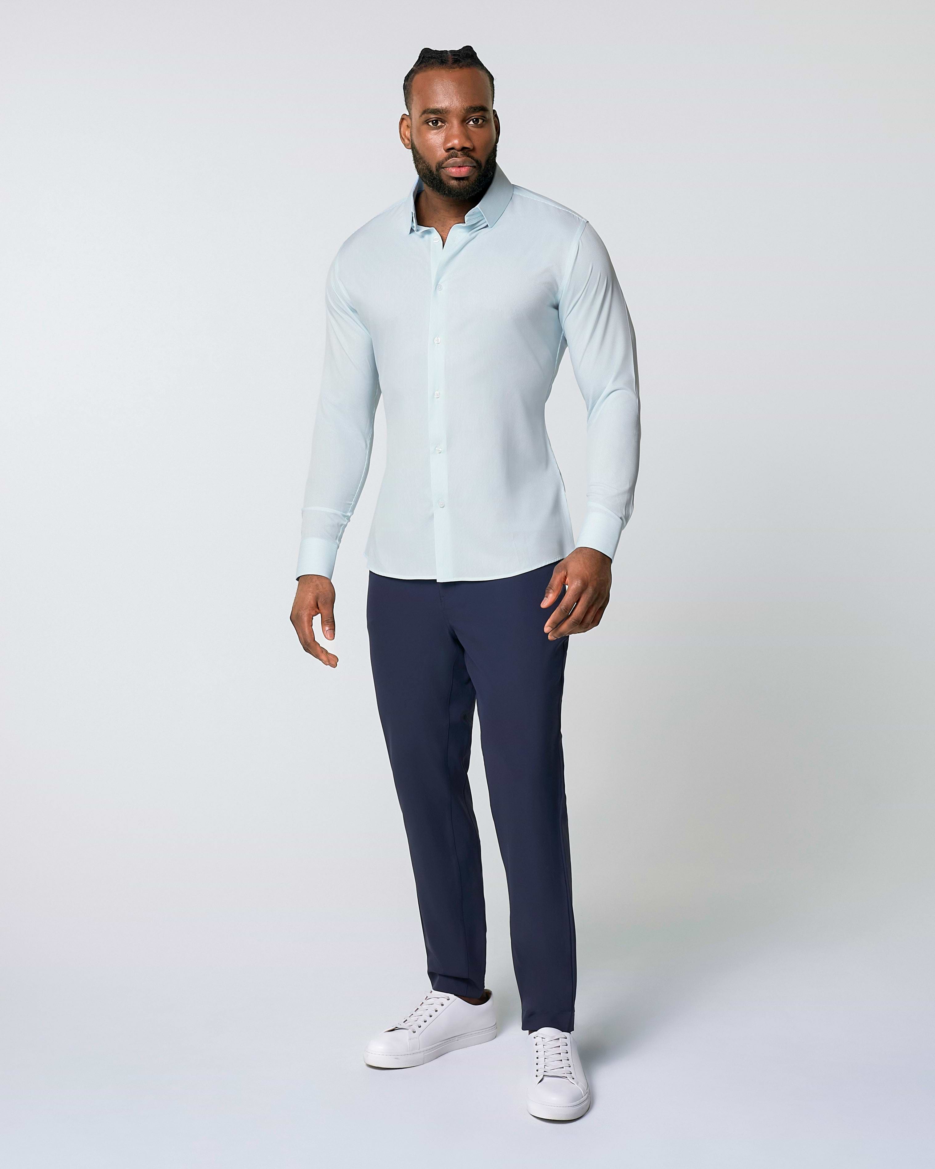 "The Belmont" Light Blue Pinstripe