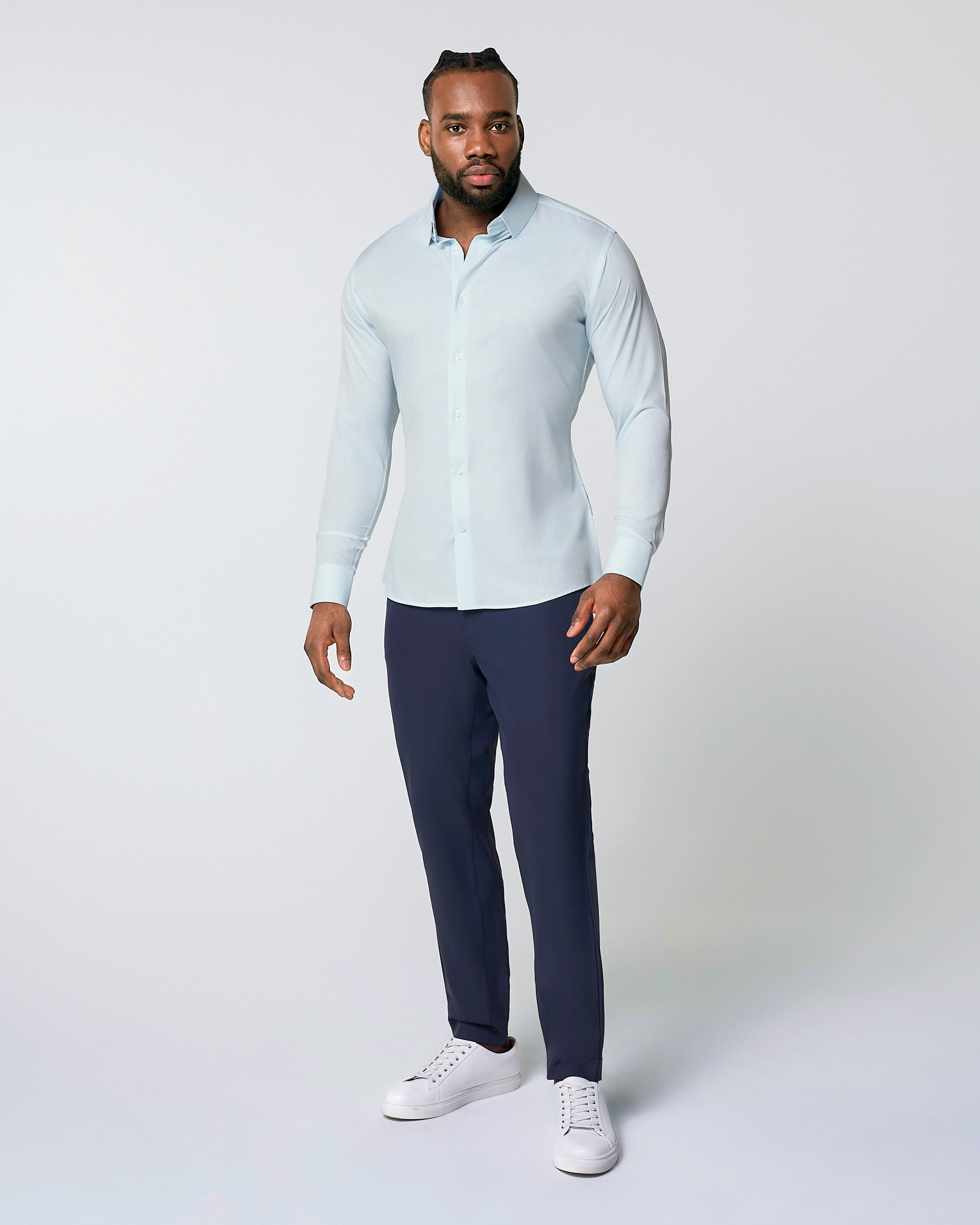 "The Belmont" Light Blue Pinstripe