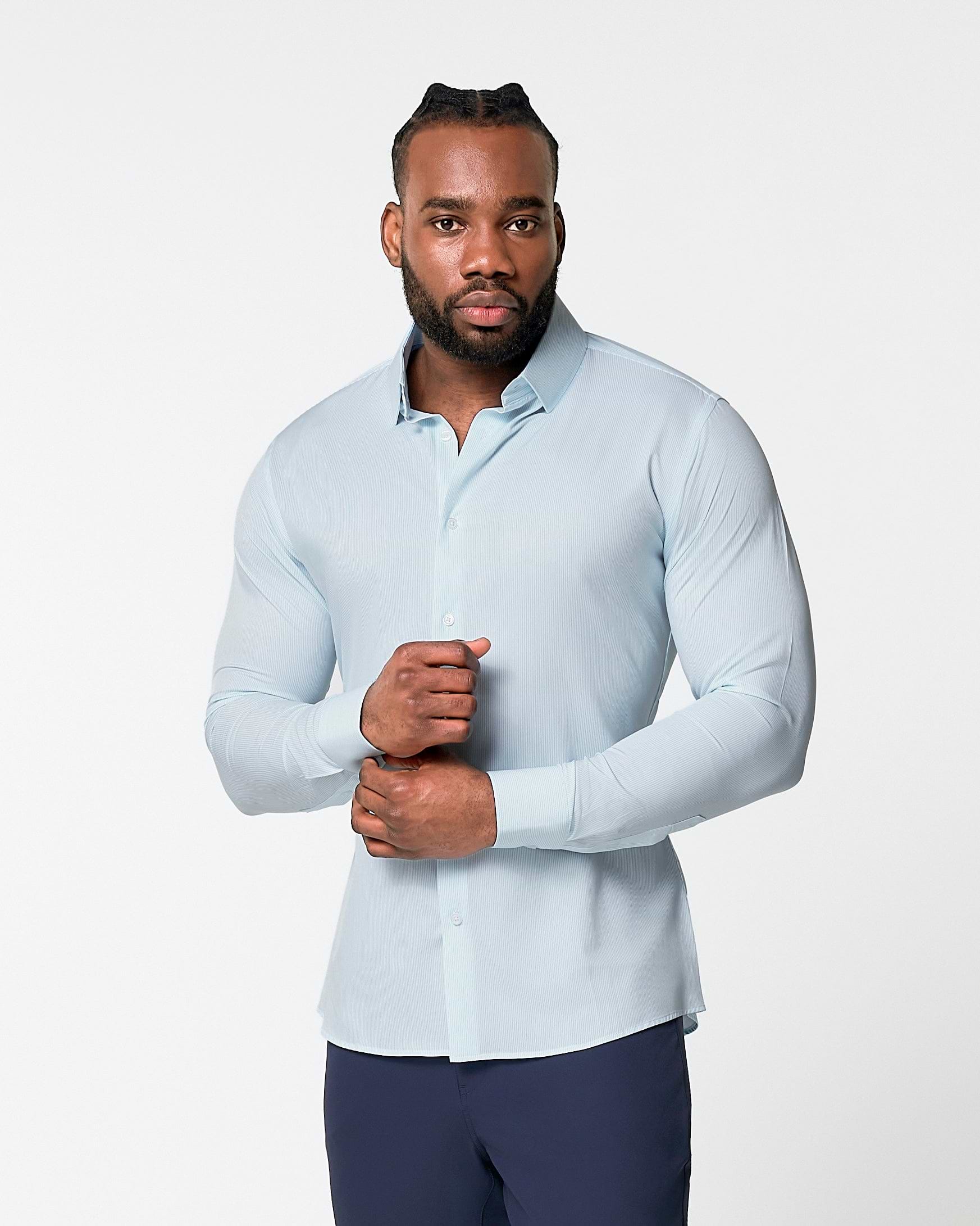 "The Belmont" Light Blue Pinstripe