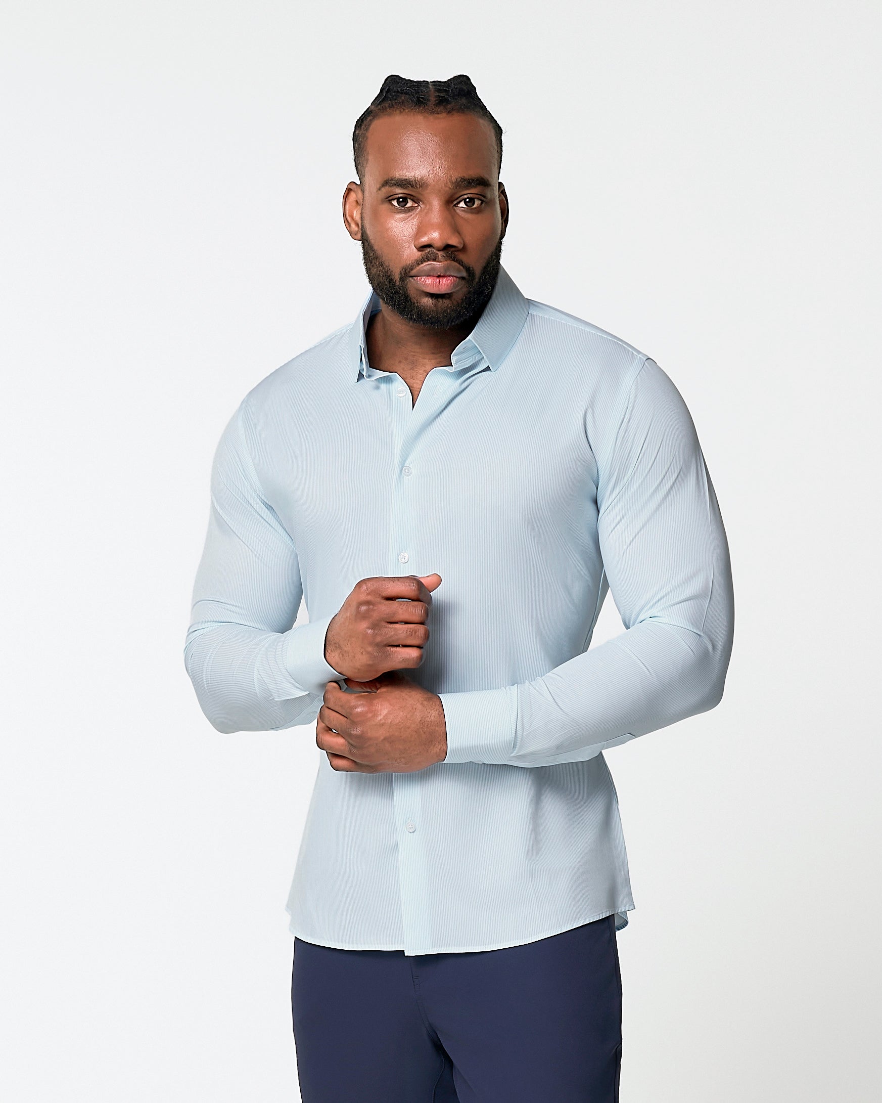 "The Belmont" Light Blue Pinstripe