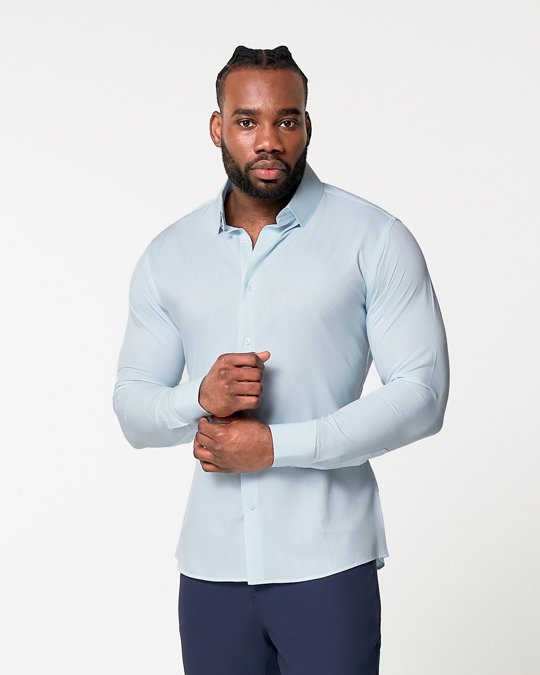 "The Belmont" Light Blue Pinstripe